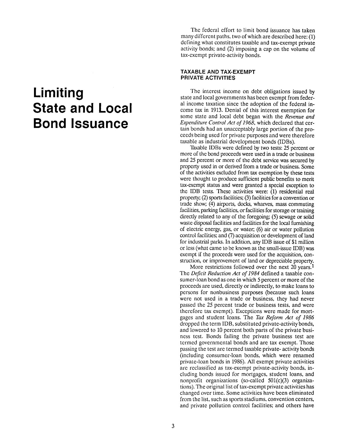 The volume cap for taxexempt privateactivity bonds state and local
