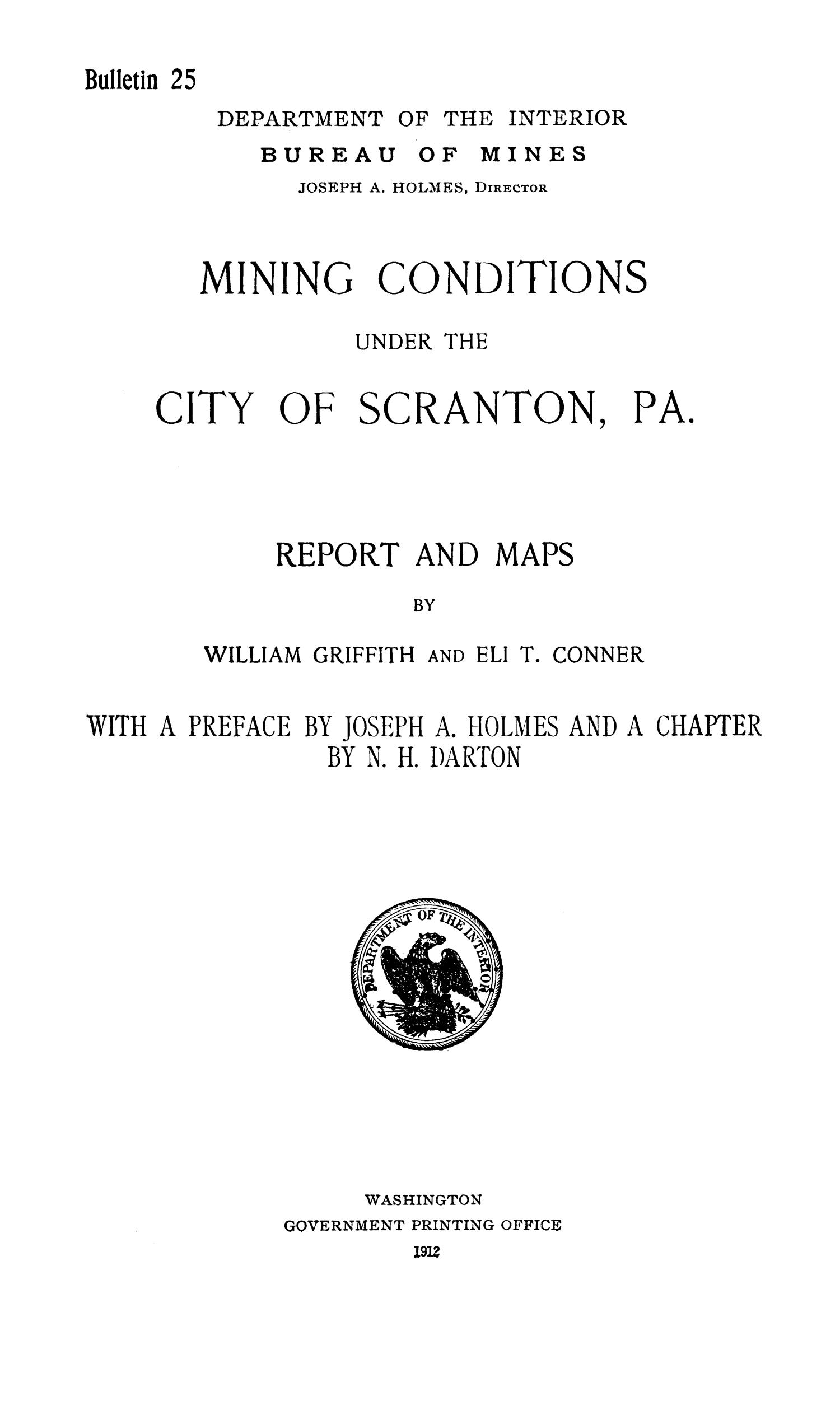 Mining Conditions Under the City of Scranton, Pennsylvania UNT Digital Library