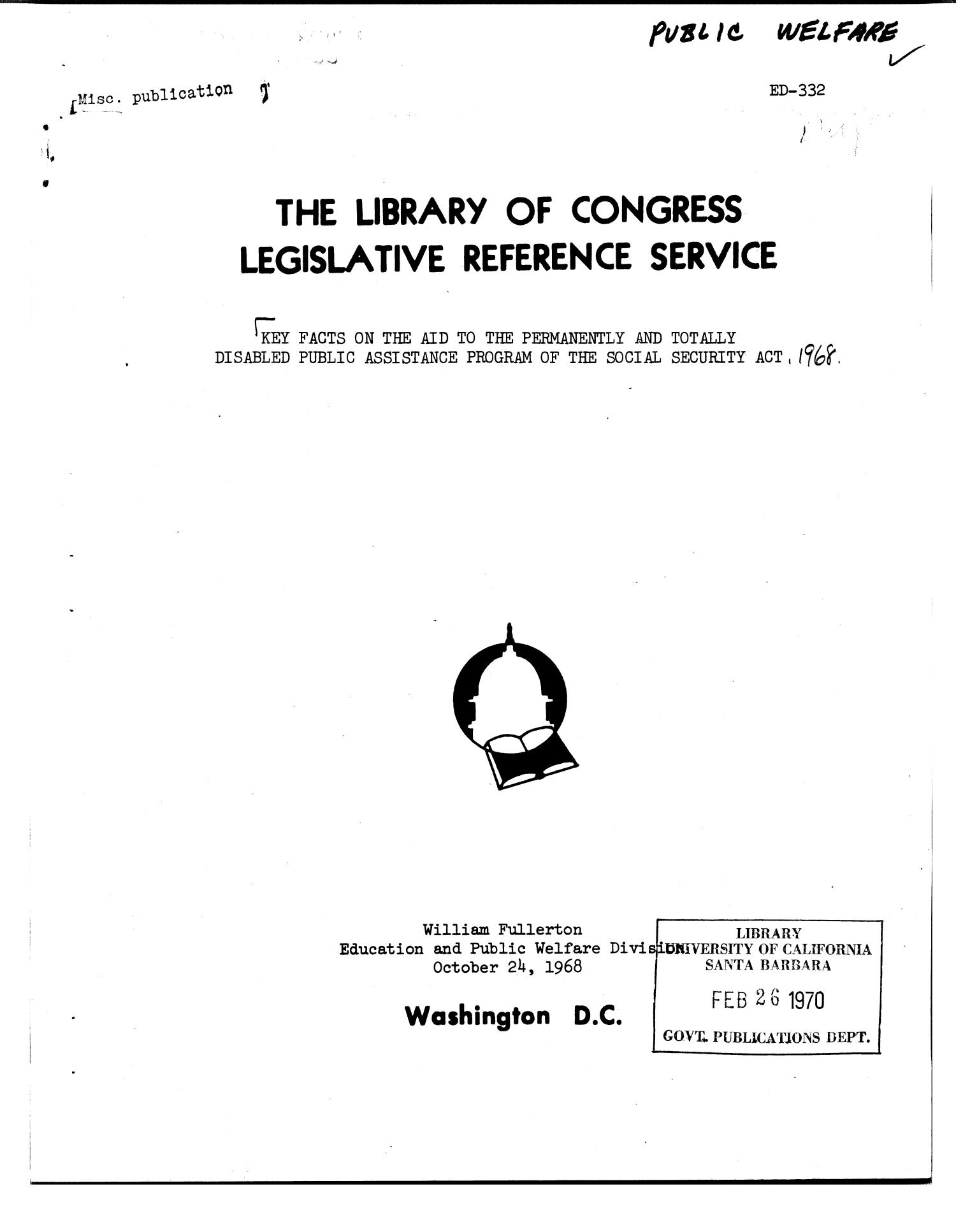 Key Facts on the Aid to the Permanently and Totally Disabled Public