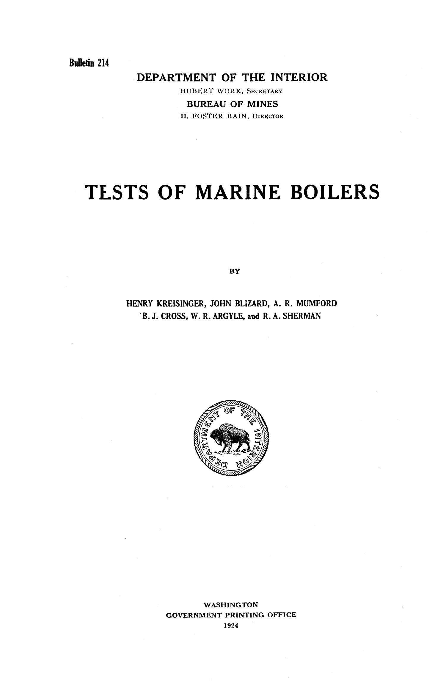 Tests of Marine Boilers UNT Digital Library