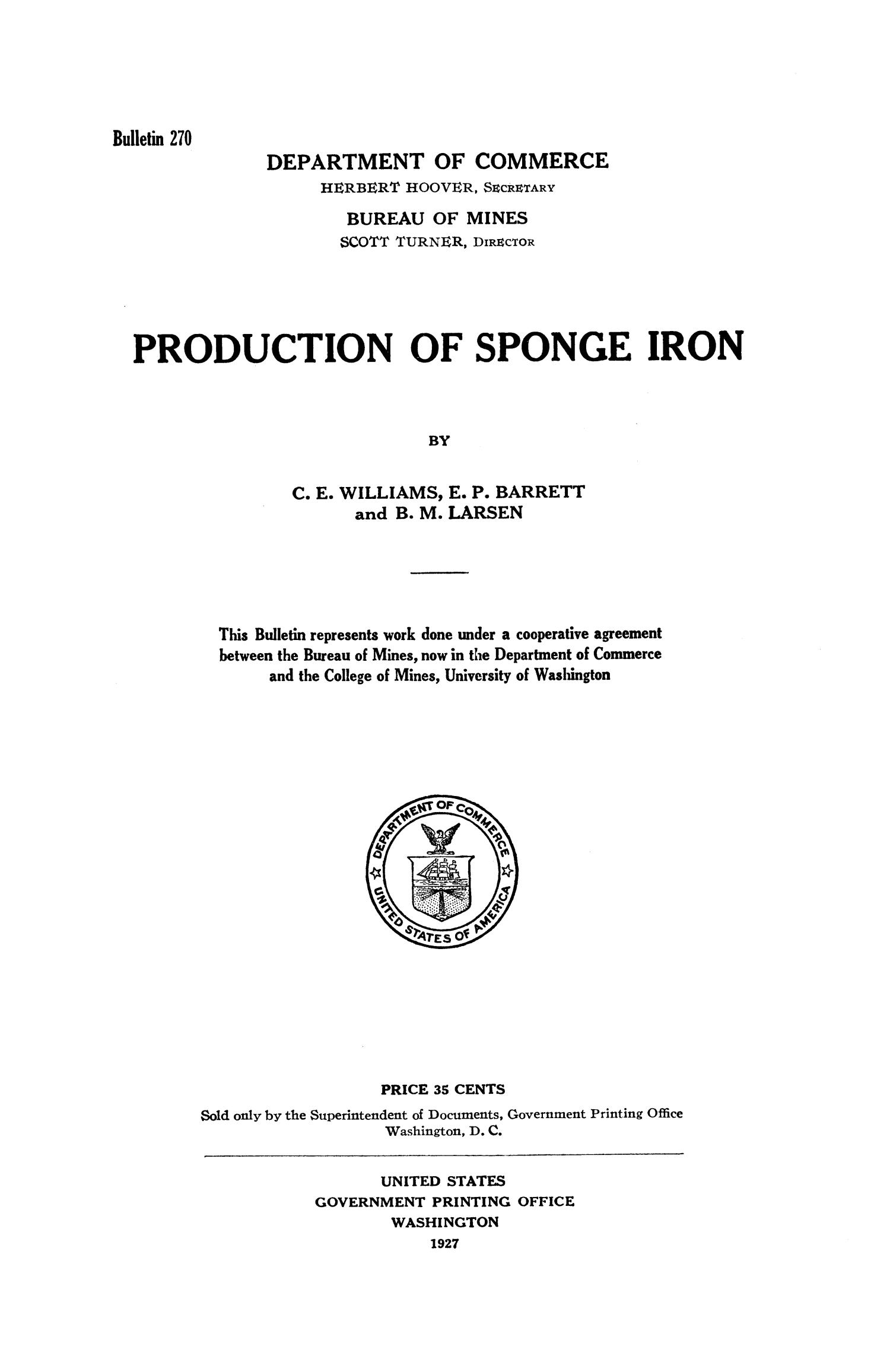 Production of Sponge Iron UNT Digital Library