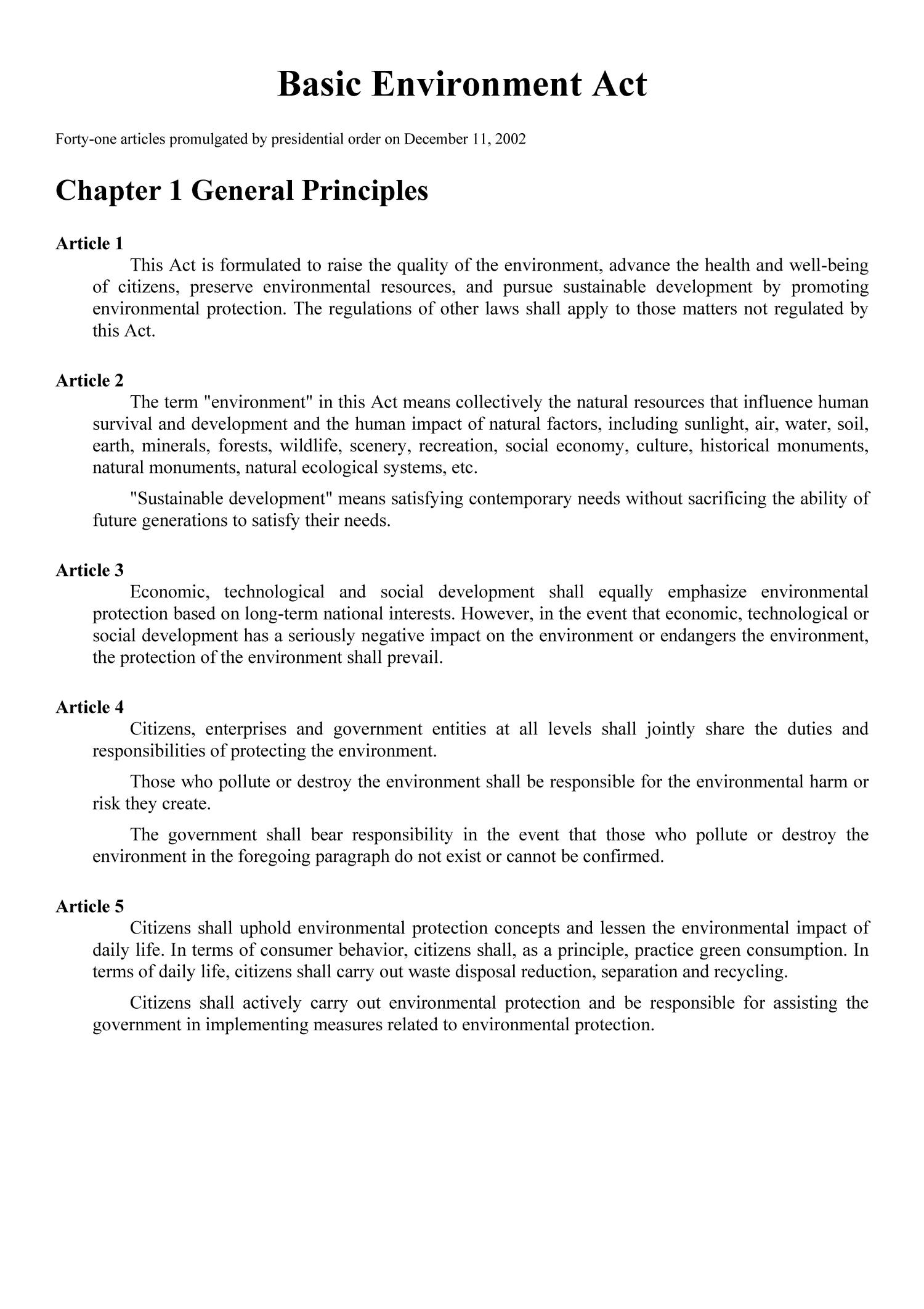 Basic Environment Act Page 1 UNT Digital Library