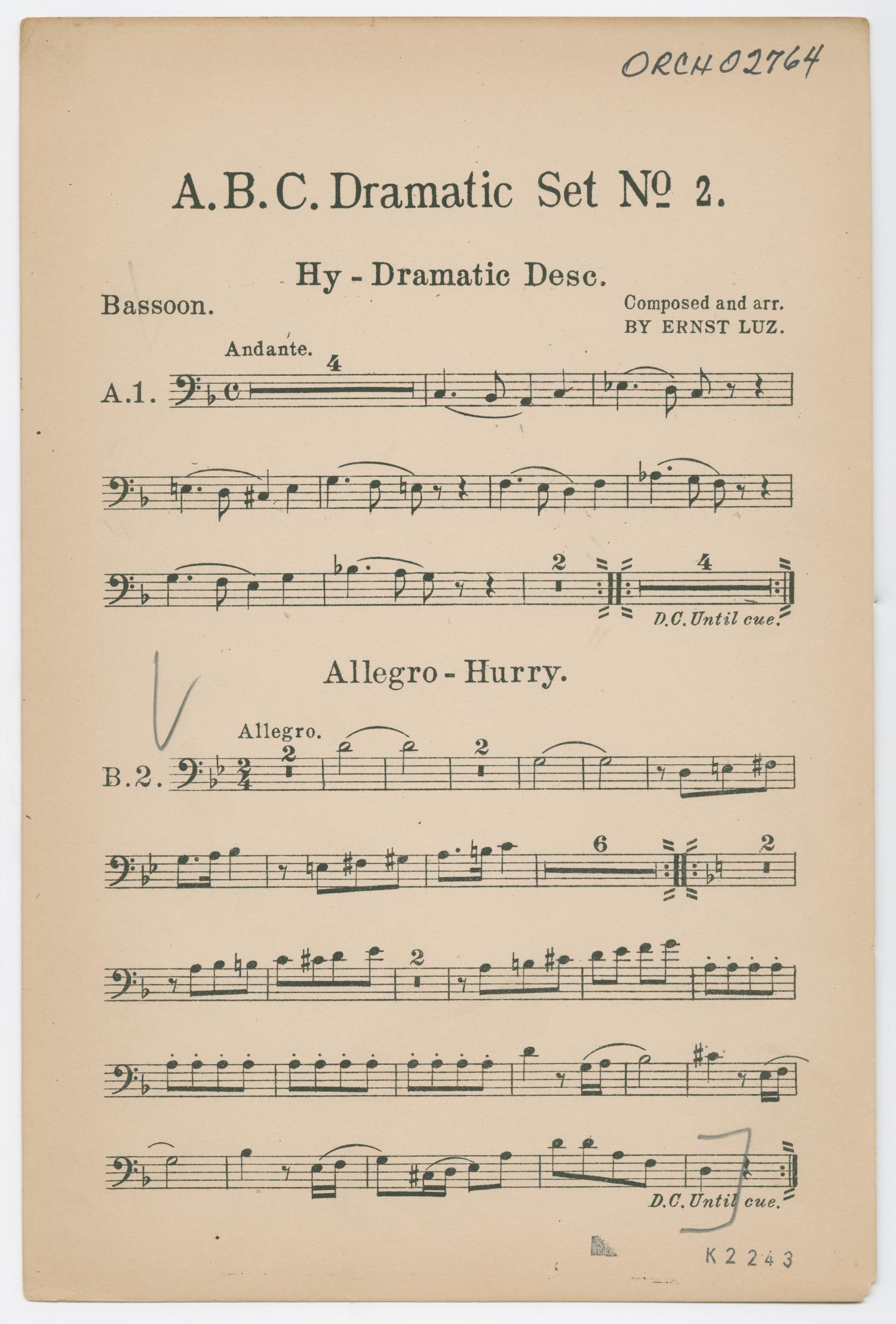 Dramatic Set Number 2 Bassoon Part UNT Digital Library