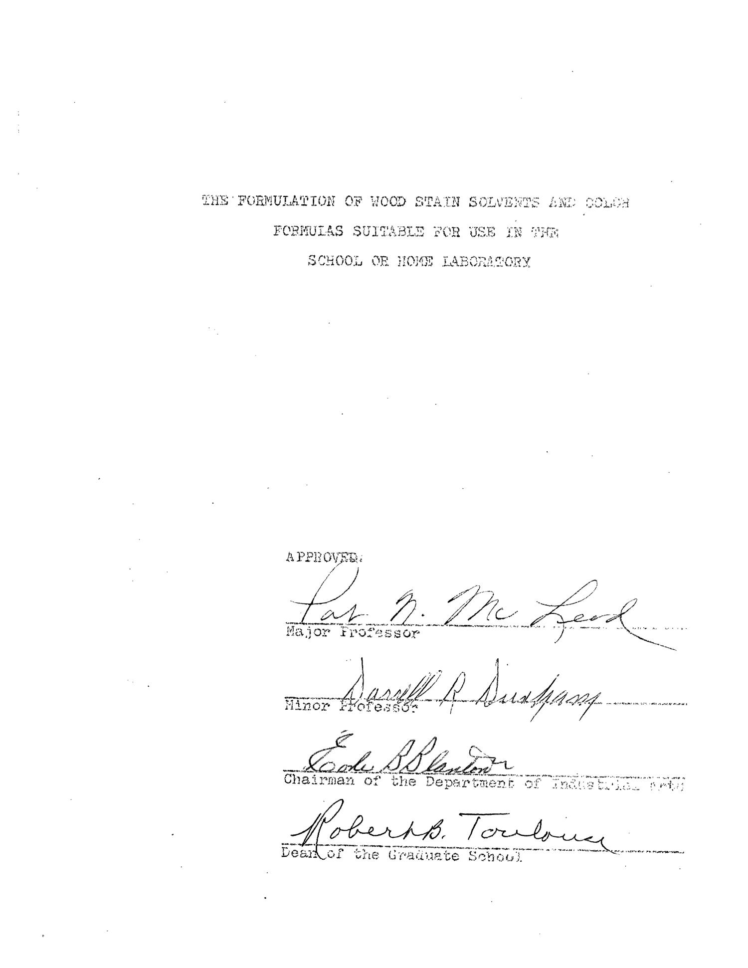 The Formulation of Wood Stain Solvents and Color Formulas Suitable for