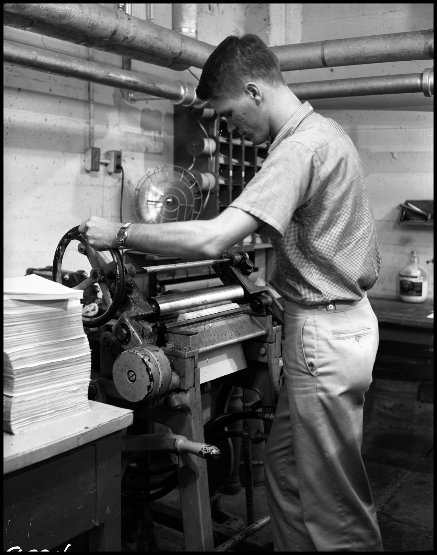 [Book Bindery Process Male Individual Roller 1963] Side 1 of
