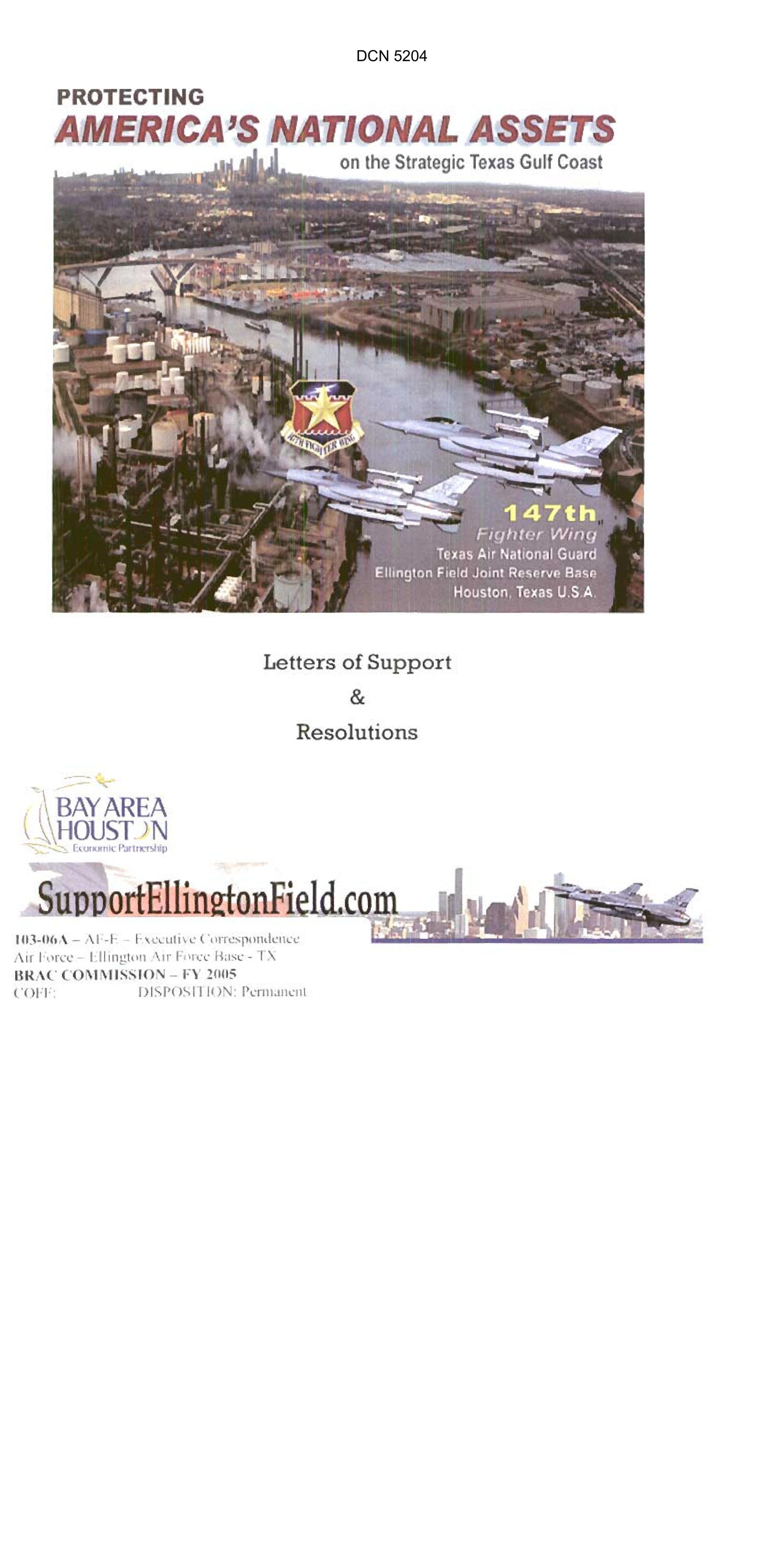 Executive Correspondence 147th Fighter Wing Ellington Field Joint