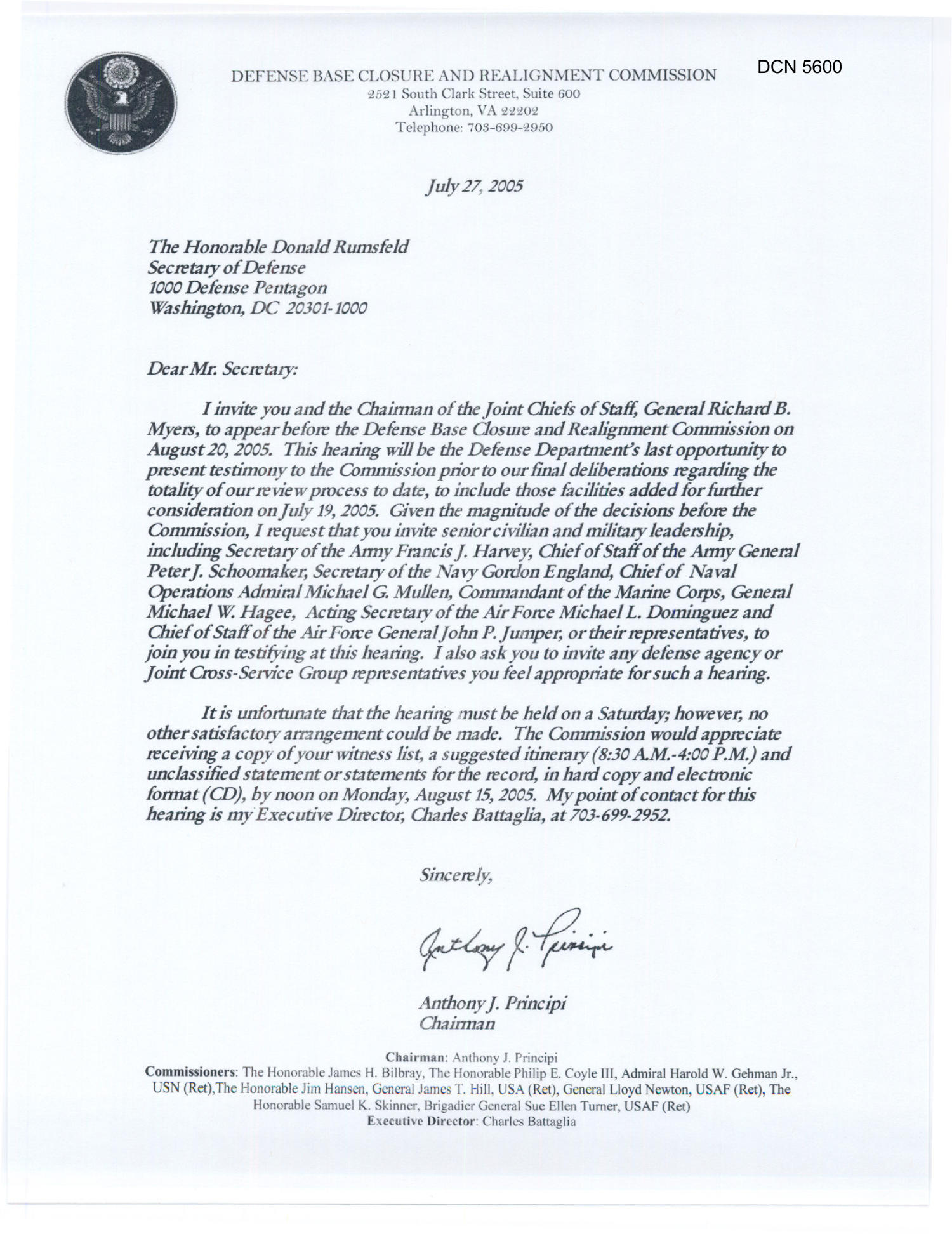 Letter to Secretary of Defense Donald Rumsfeld UNT Digital Library