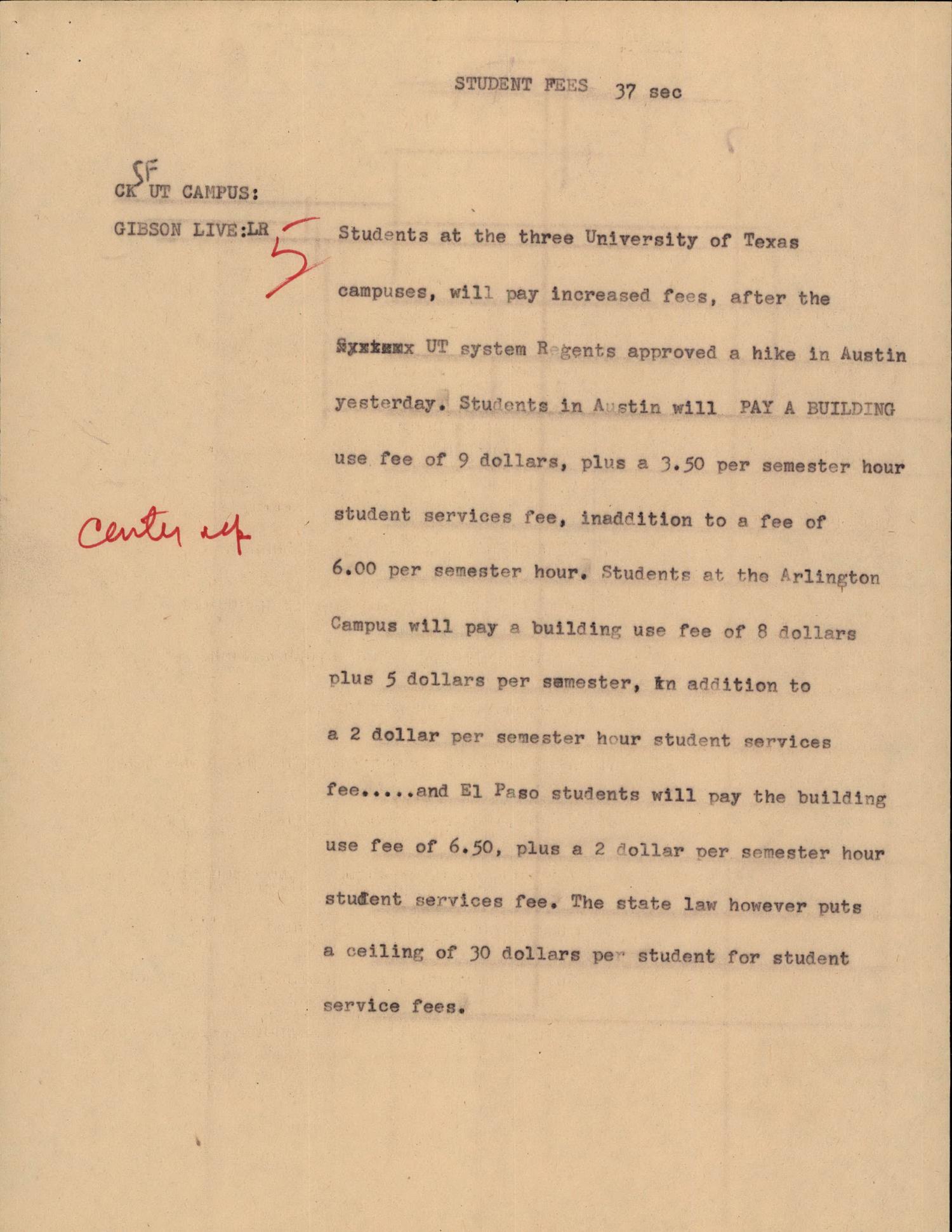 [News Script Students fees] UNT Digital Library