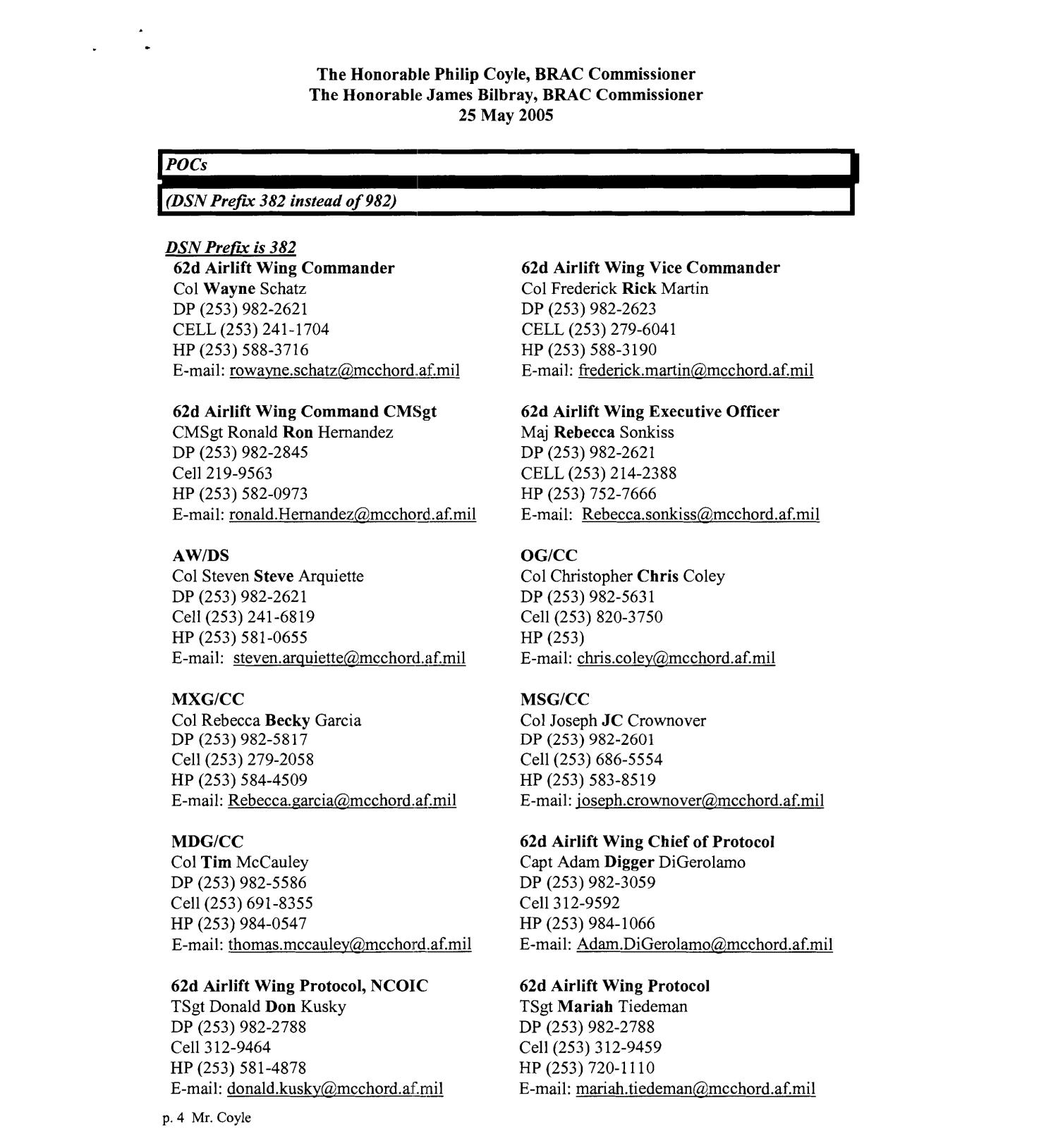 Base Visit Book McChord Air Force Base WA Page 4 of 79 UNT