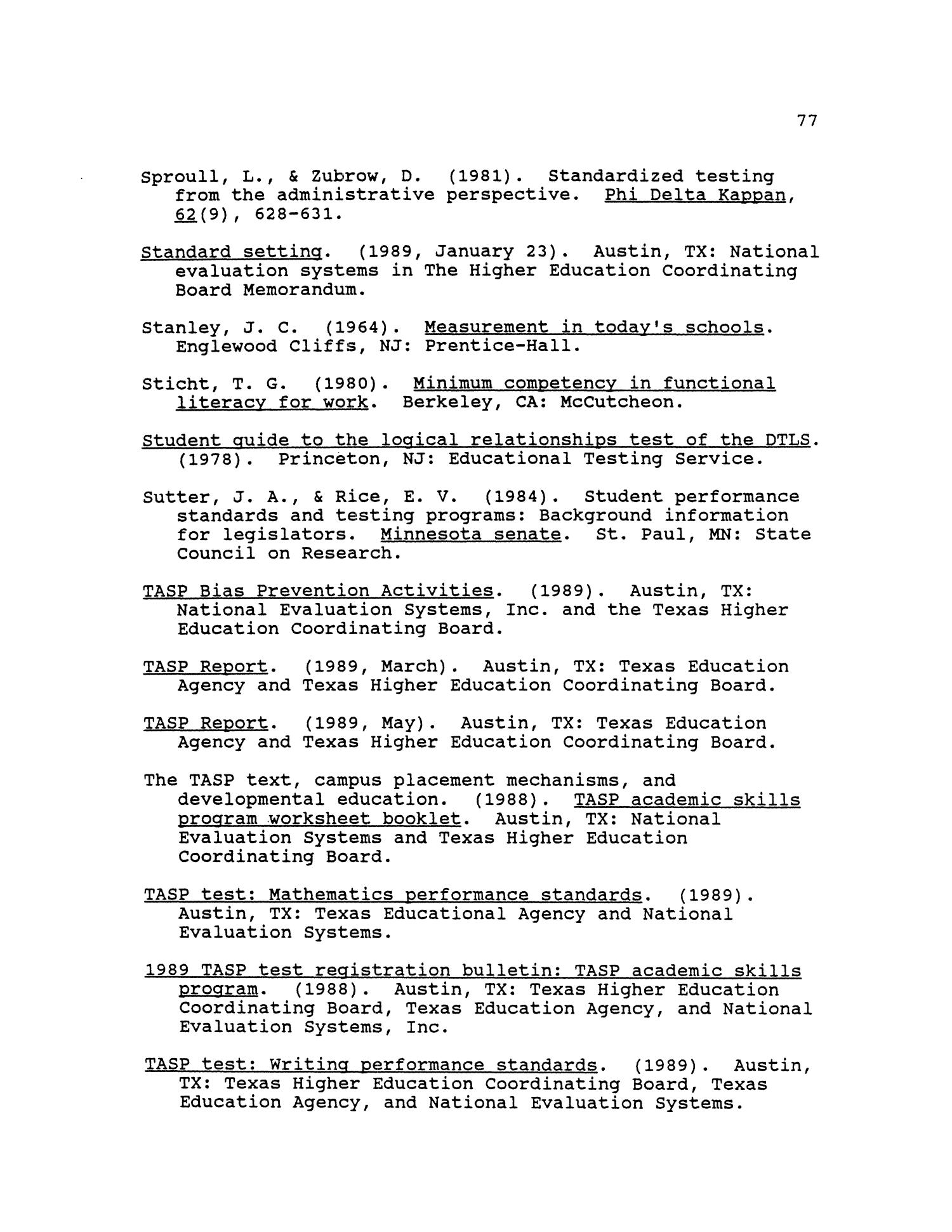 Adult Age and Ethnicity as Factors in Success on the TASP A