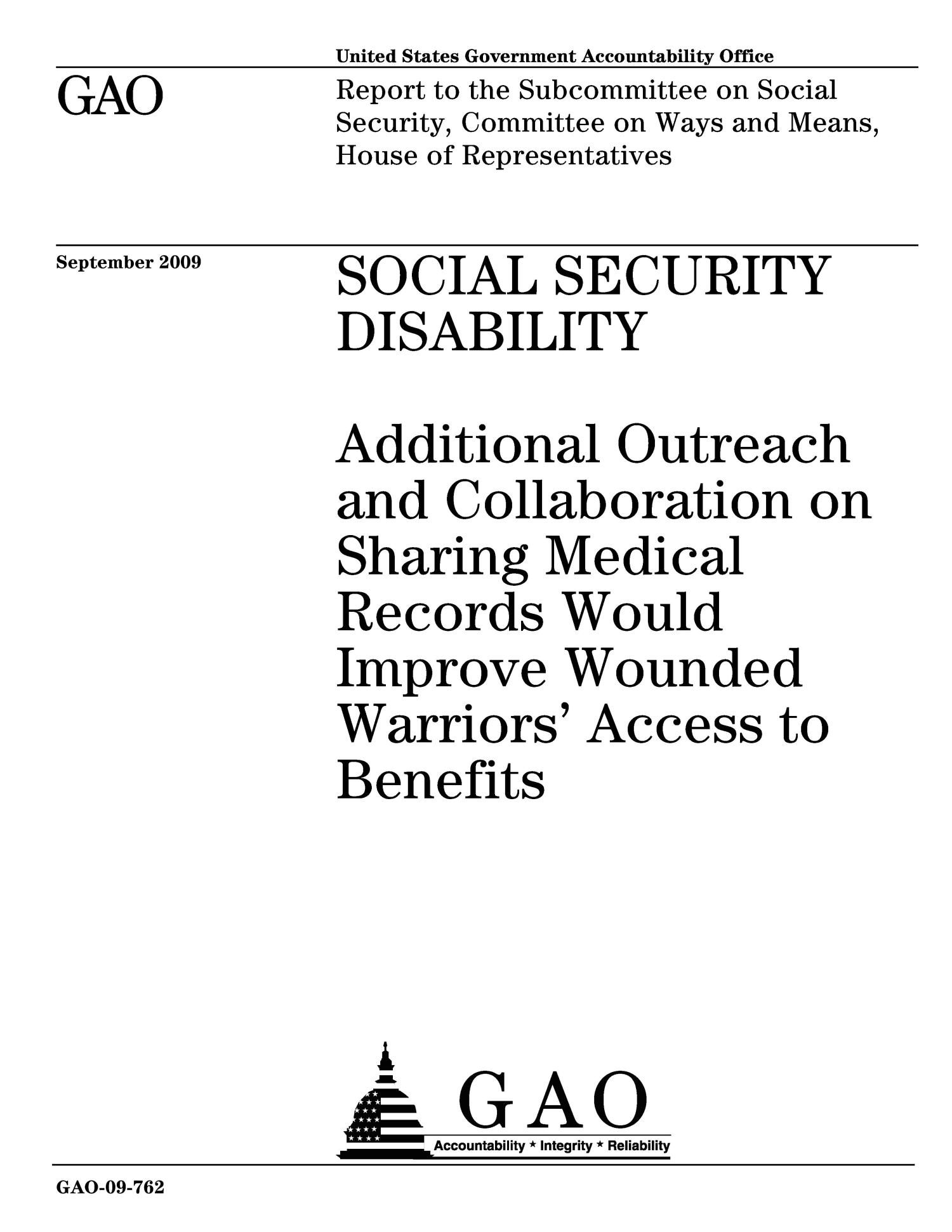 Social Security Disability Additional Outreach and Collaboration on
