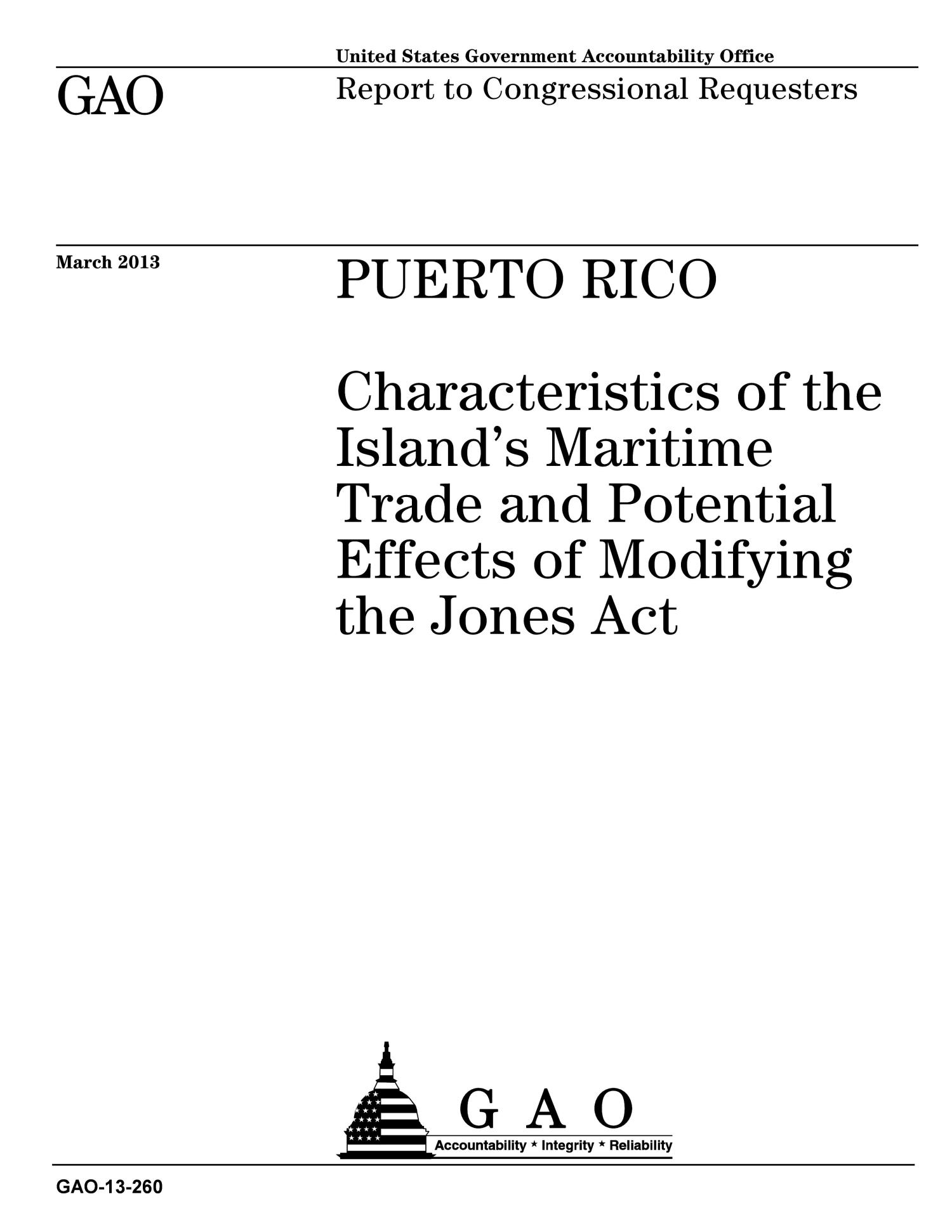 Puerto Rico Characteristics of the Island's Maritime Trade and