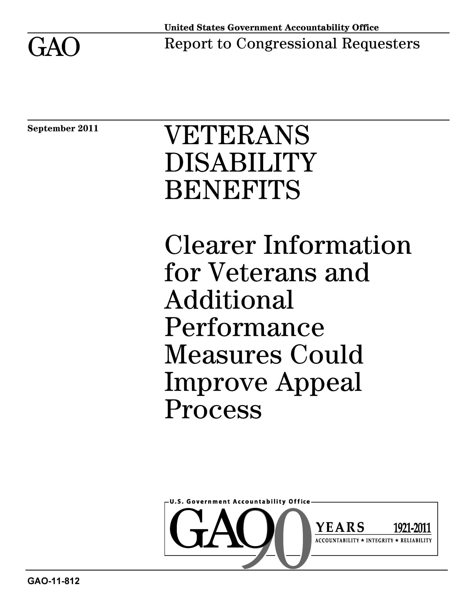 Veterans Disability Benefits Clearer Information for Veterans and