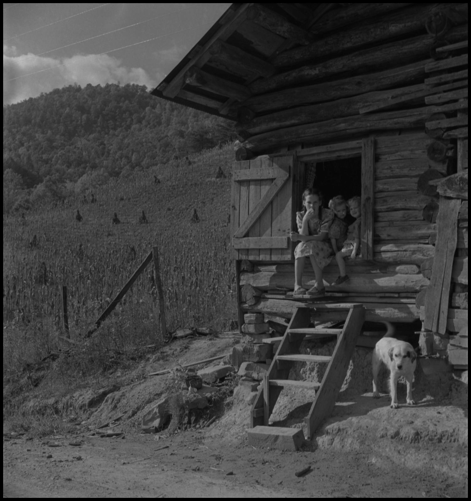 [Children in a corn crib] UNT Digital Library