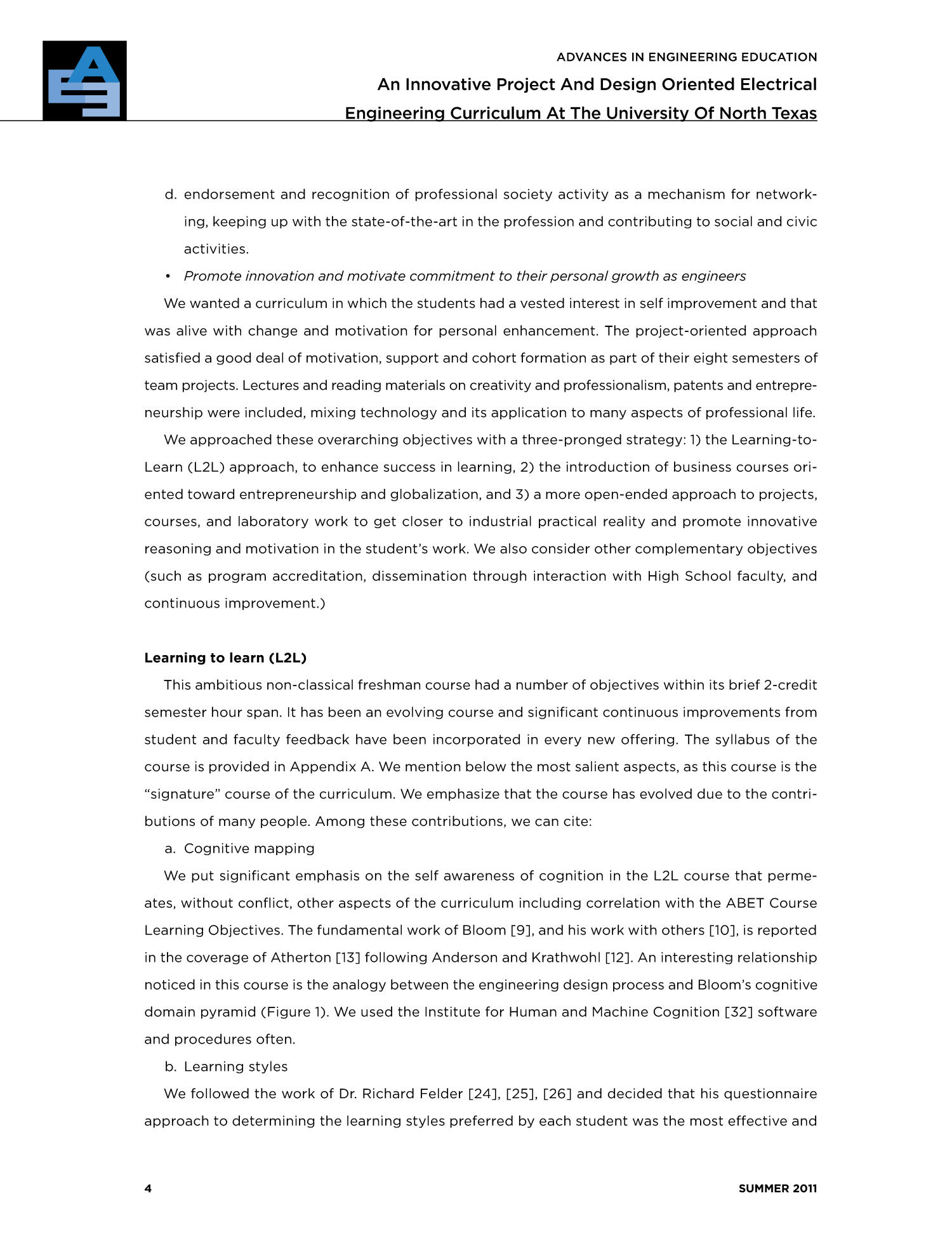 An innovative project and design oriented electrical engineering