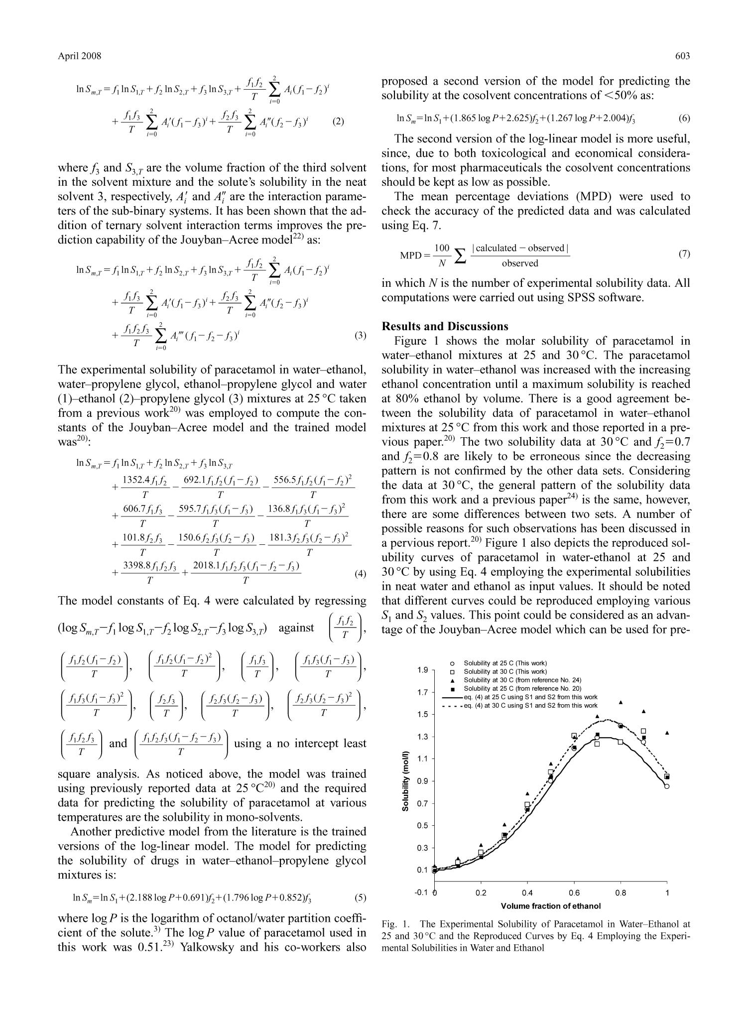 Solubility Prediction of Paracetamol in WaterEthanolPropylene Glycol