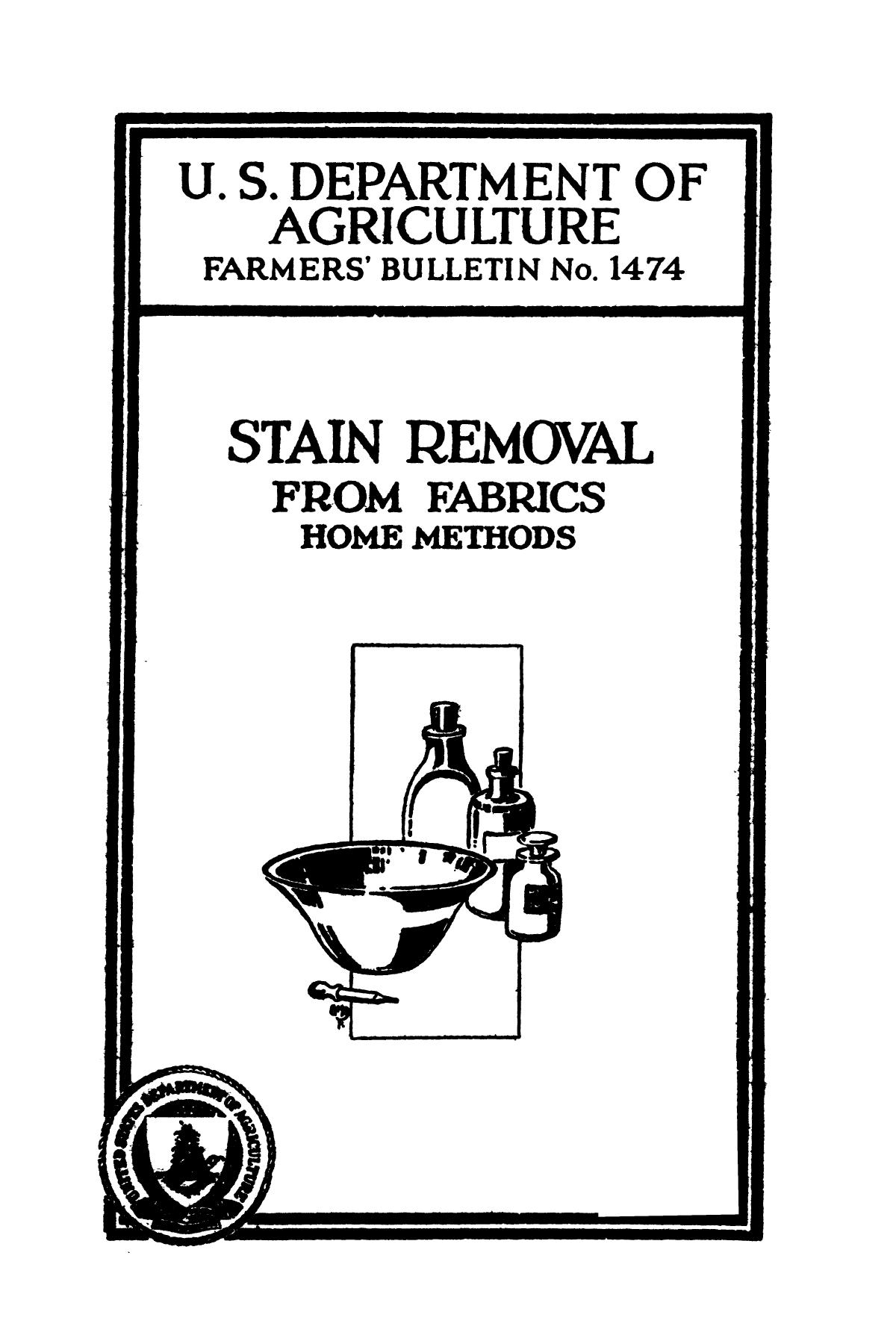 Stain removal from fabrics home methods. Page Front Cover UNT