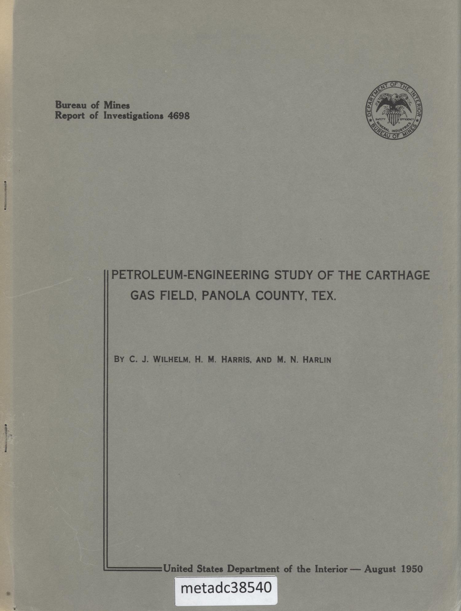 PetroleumEngineering Study of the Carthage Gas Field, Panola County, Texas UNT Digital Library