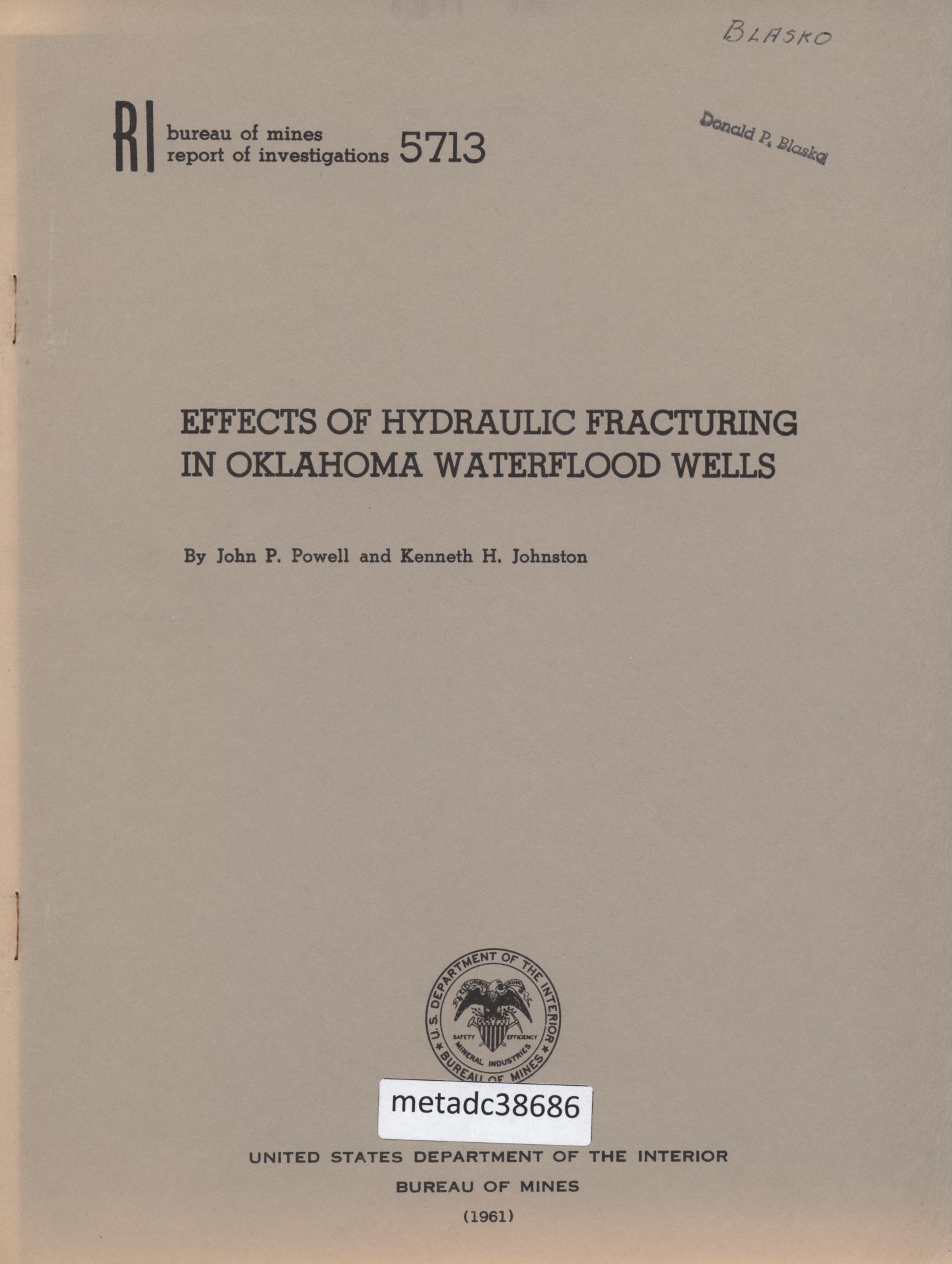 Effects of Hydraulic Fracturing in Oklahoma Waterflood Wells UNT