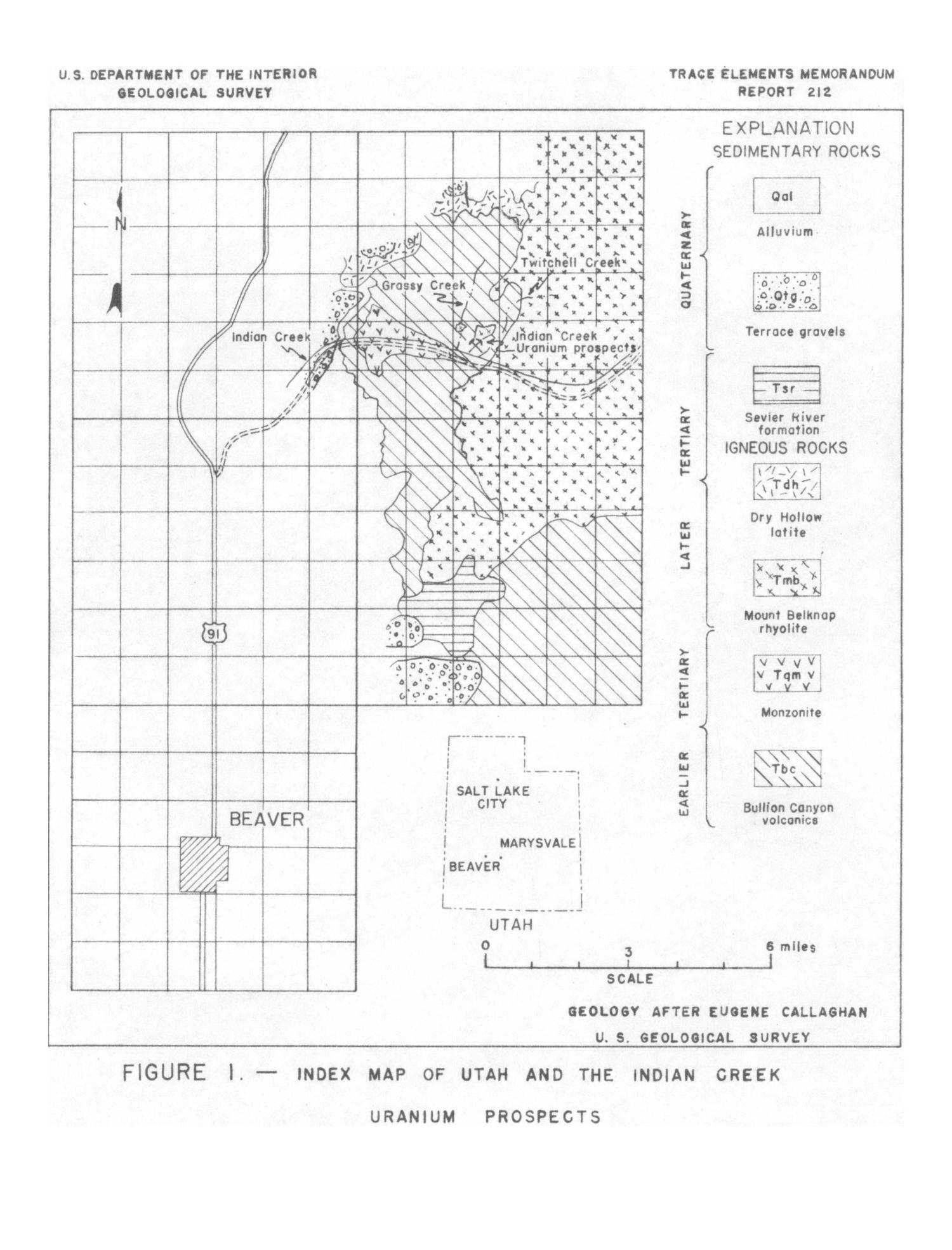 Indian Creek Uranium Prospects, Beaver County, Utah Page Figure 1