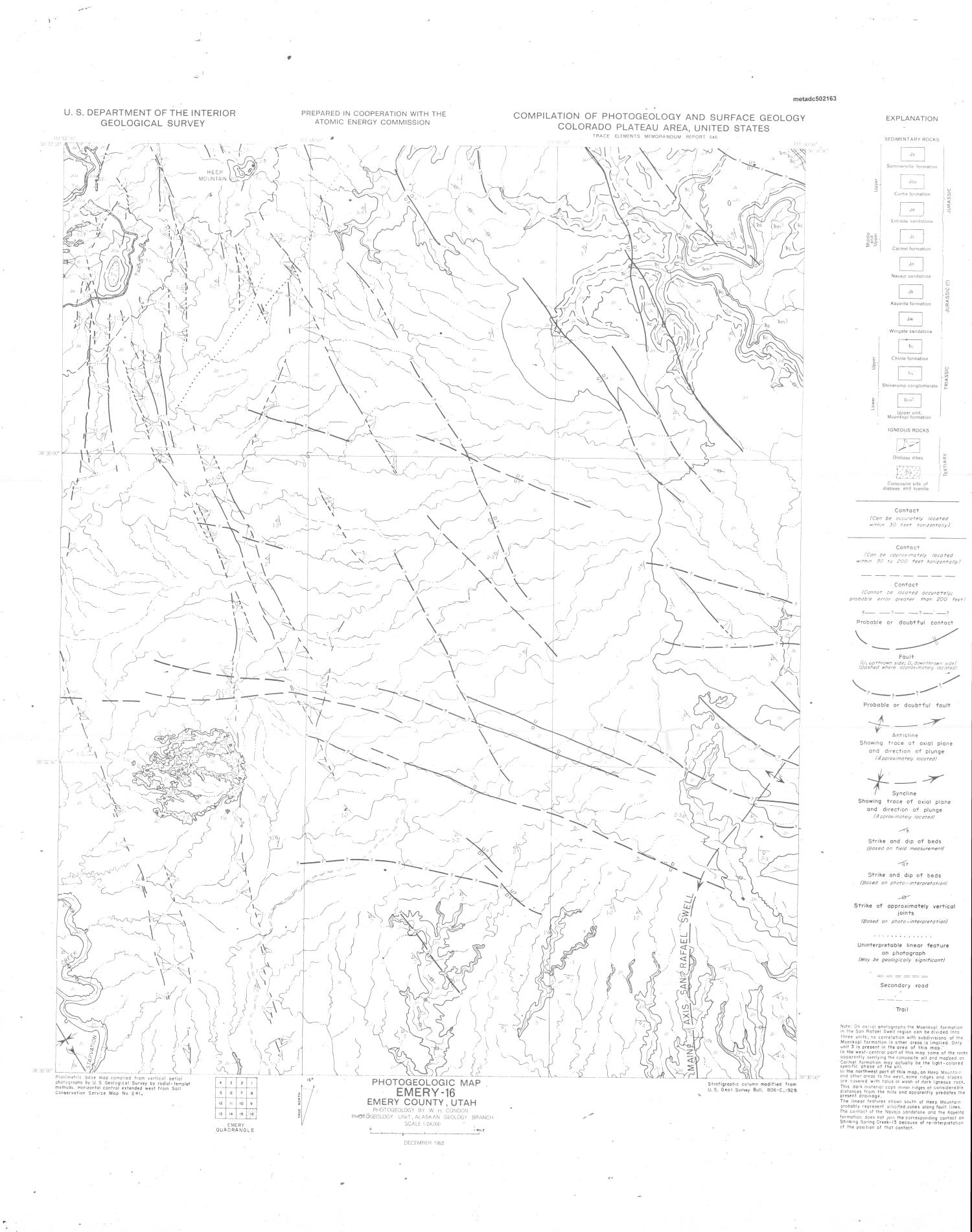 Photogeologic Map, Emery16 Quadrangle, Emery County, Utah UNT