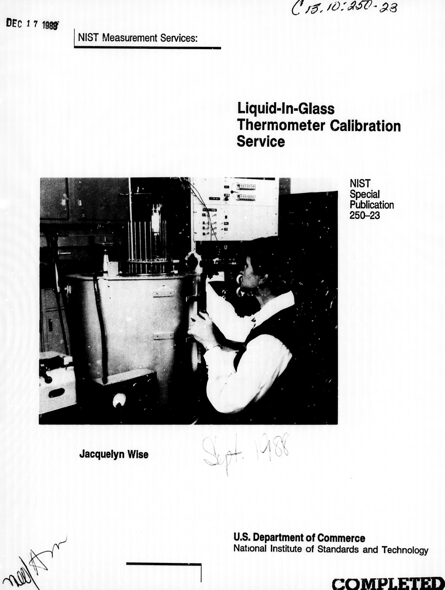 LiquidinGlass Thermometer Calibration Service UNT Digital Library