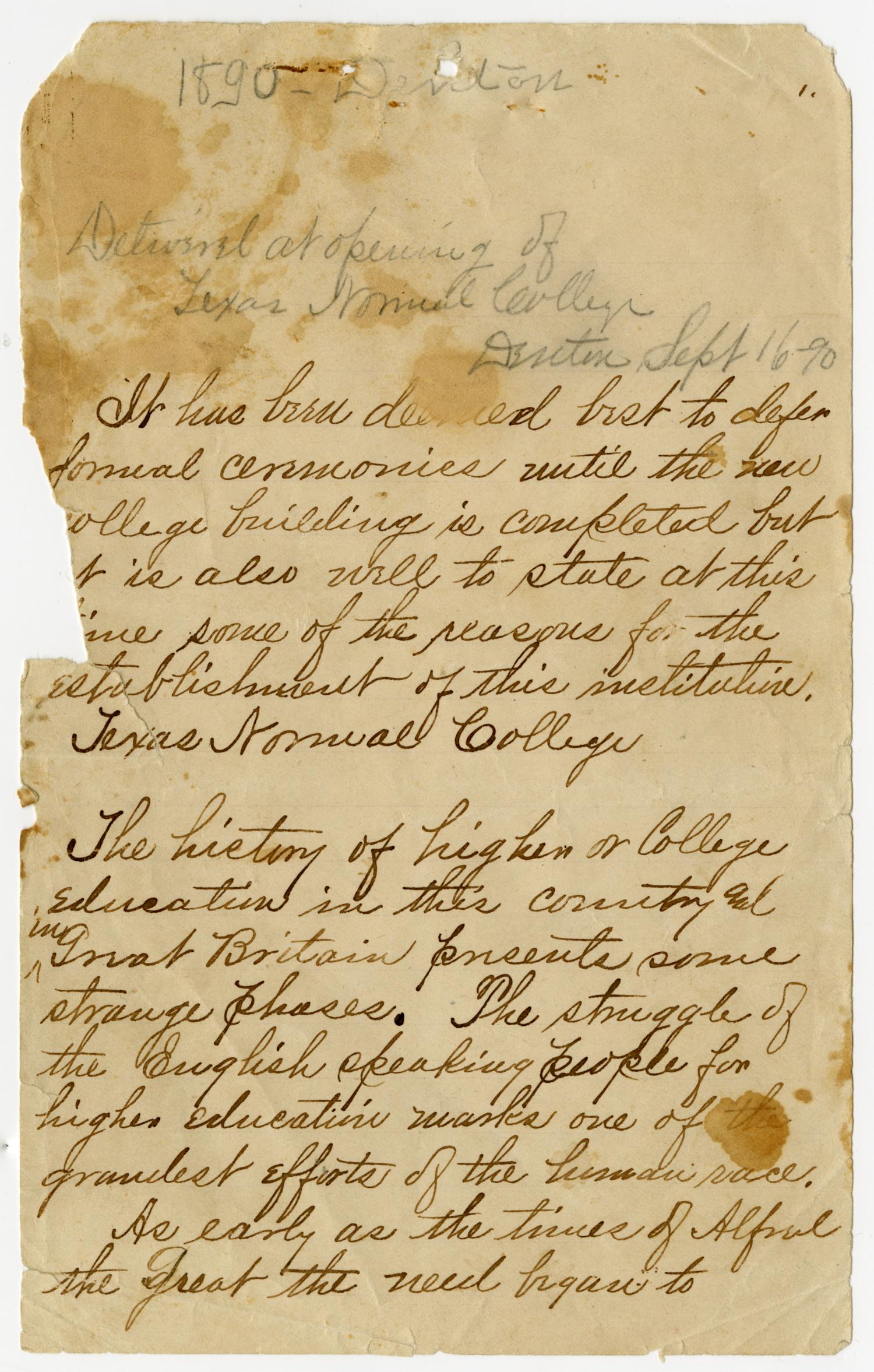 Speech delivered by President Chilton UNT Digital Library