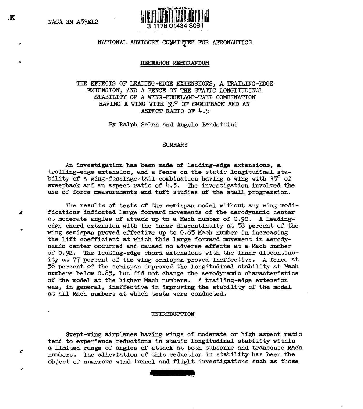 The Effects of LeadingEdge Extensions, a TrailingEdge Extension, and