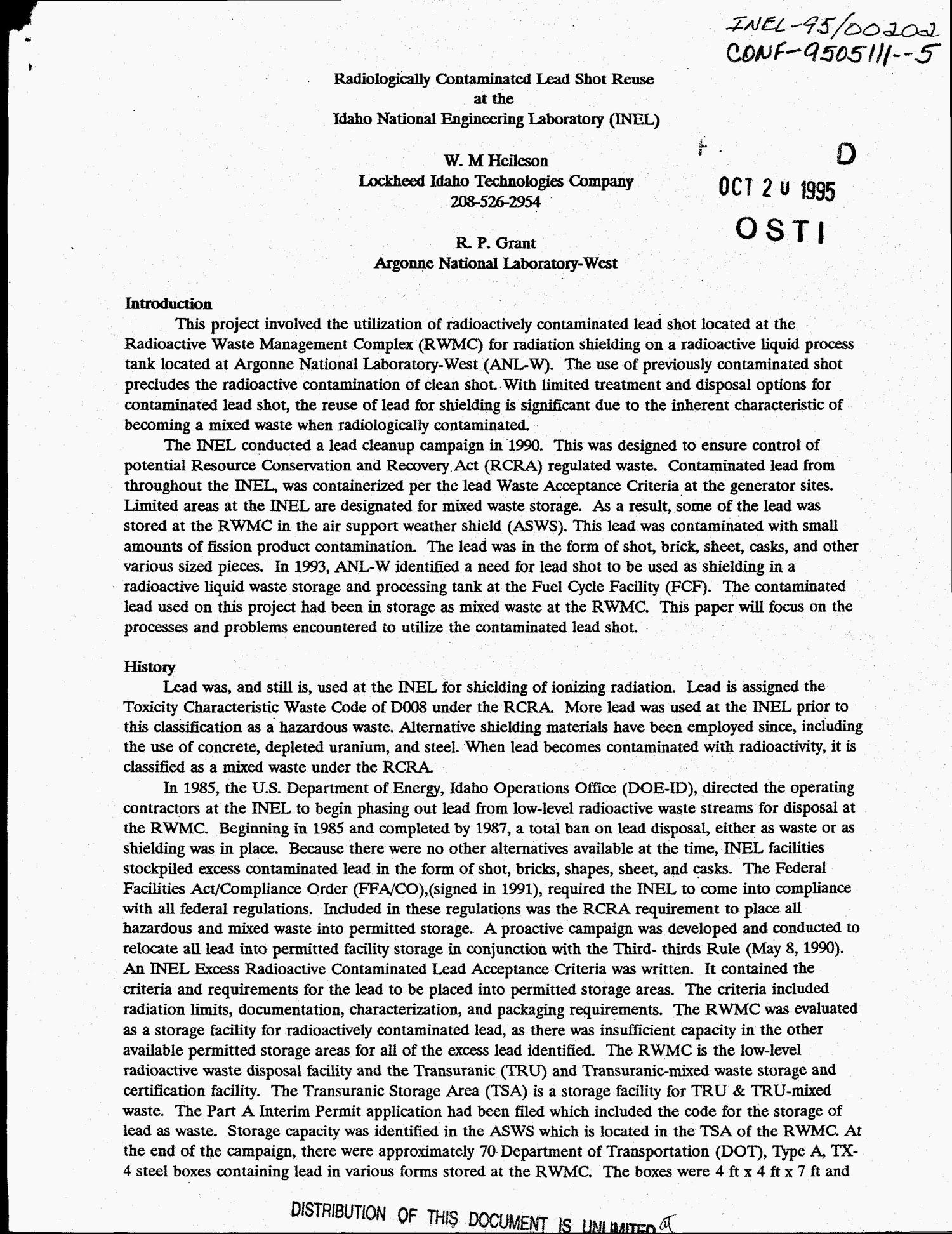 Radiologically contaminated lead shot reuse at the Idaho National