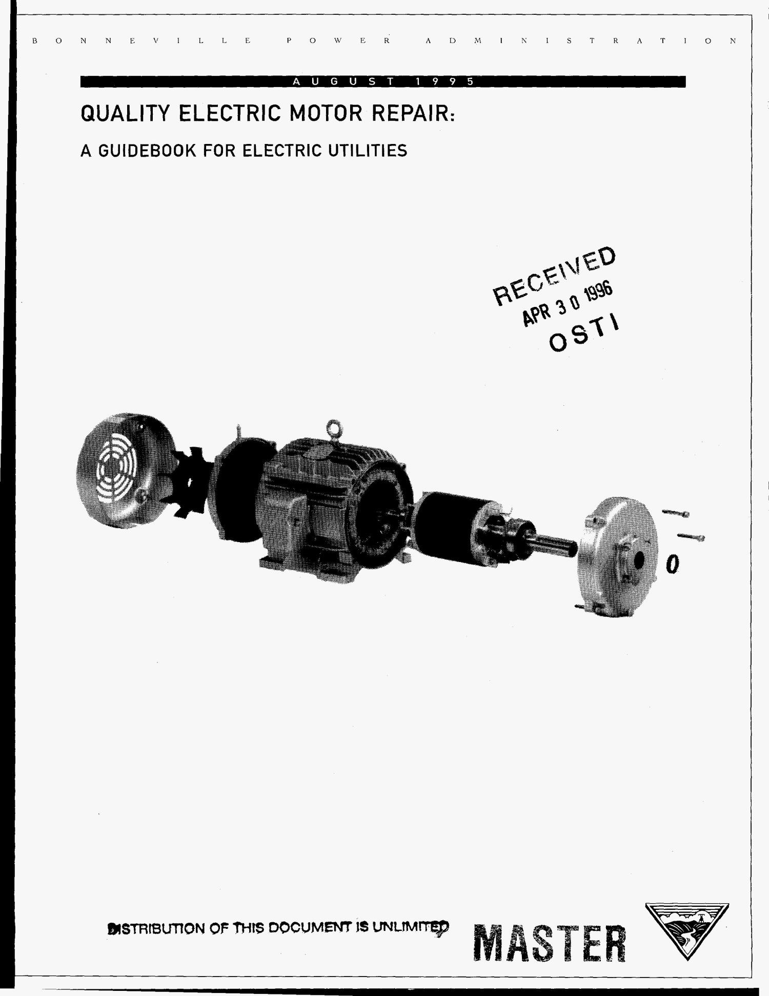 Quality Electric Motor Repair A Guidebook for Electric Utilities