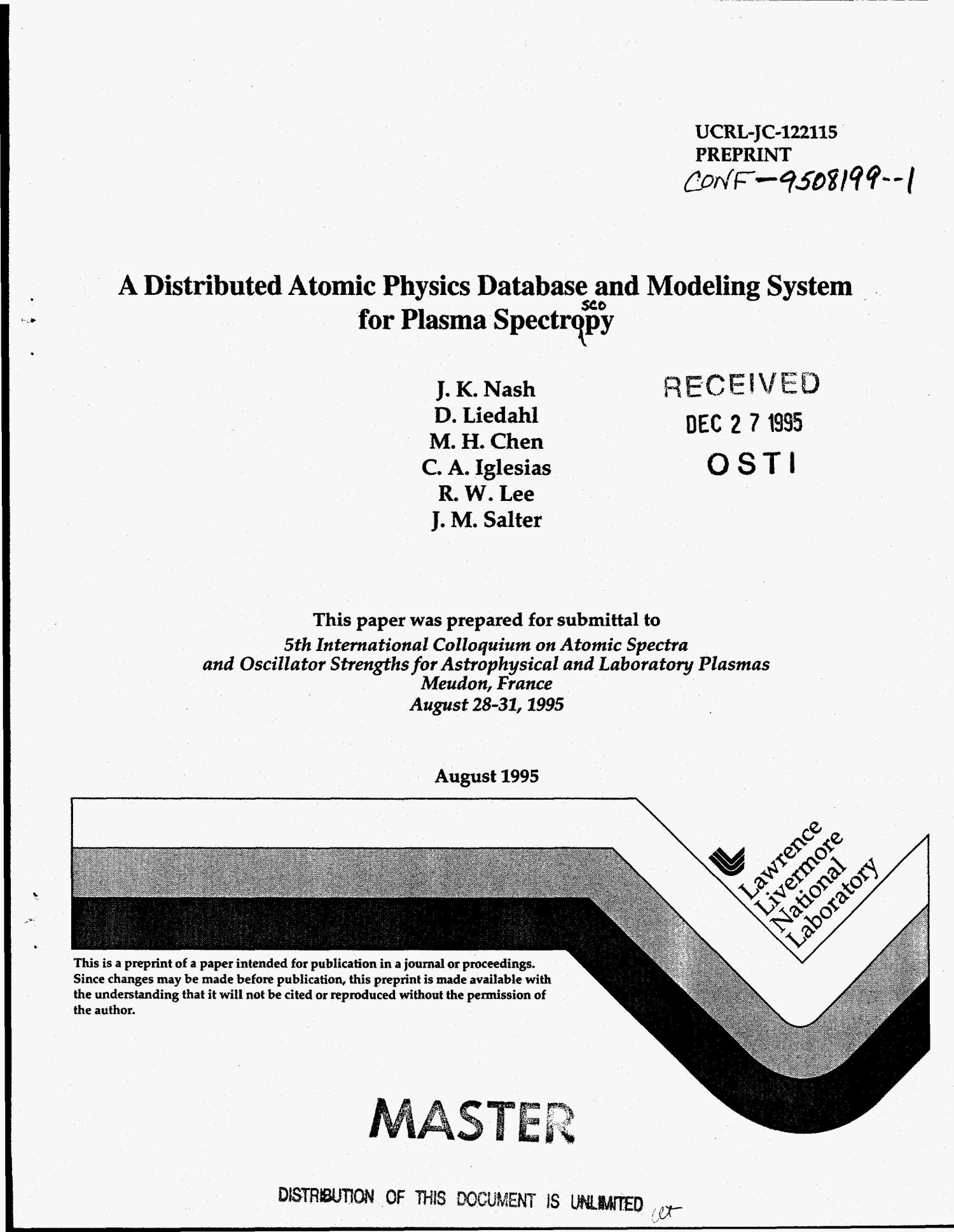 A distributed atomic physics database and modeling system for plasma
