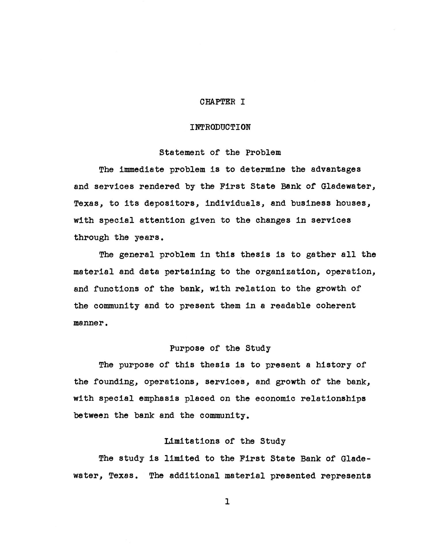 A History of the First State Bank of Gladewater, Texas, and Its