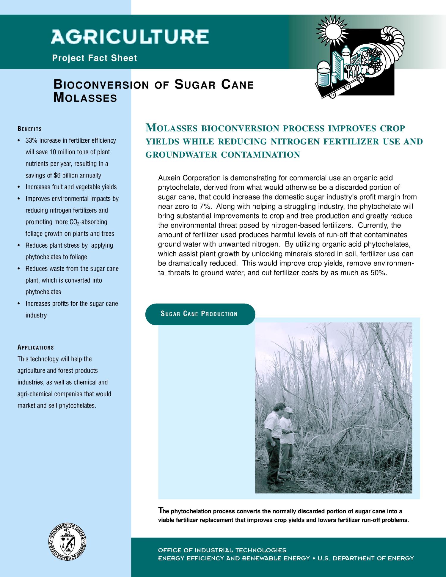 Agriculture Bioconversion of sugar cane molasses UNT Digital Library