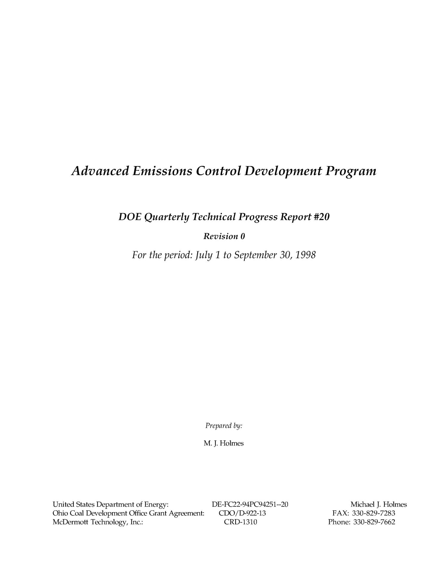 ADVANCED EMISSIONS CONTROL DEVELOPMENT PROGRAM UNT Digital Library