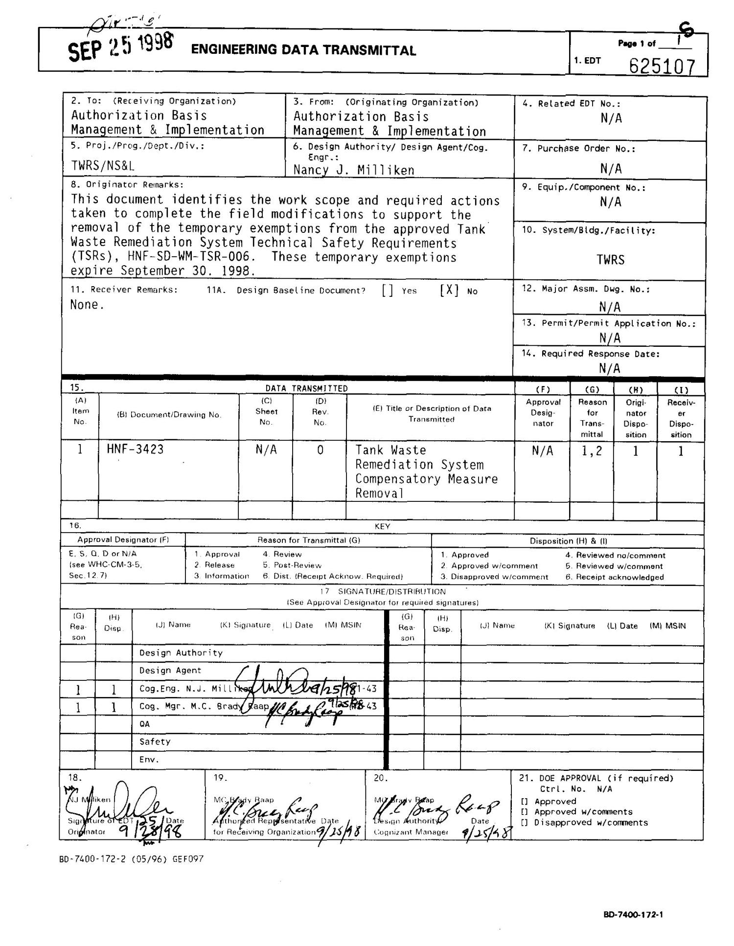 Tank waste remediation system compensatory measure removal UNT