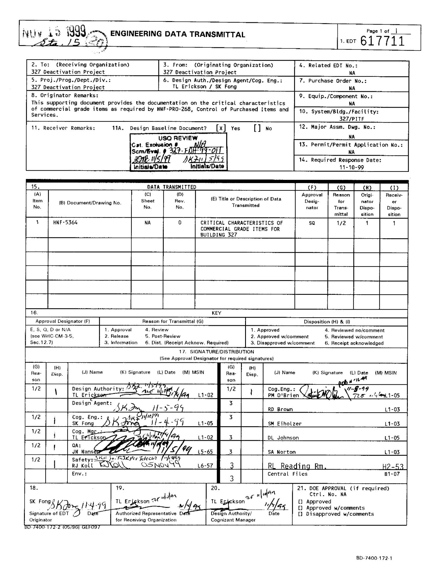 Critical Characteristics of Commercial Grade Items (CGI) for Bldg 327
