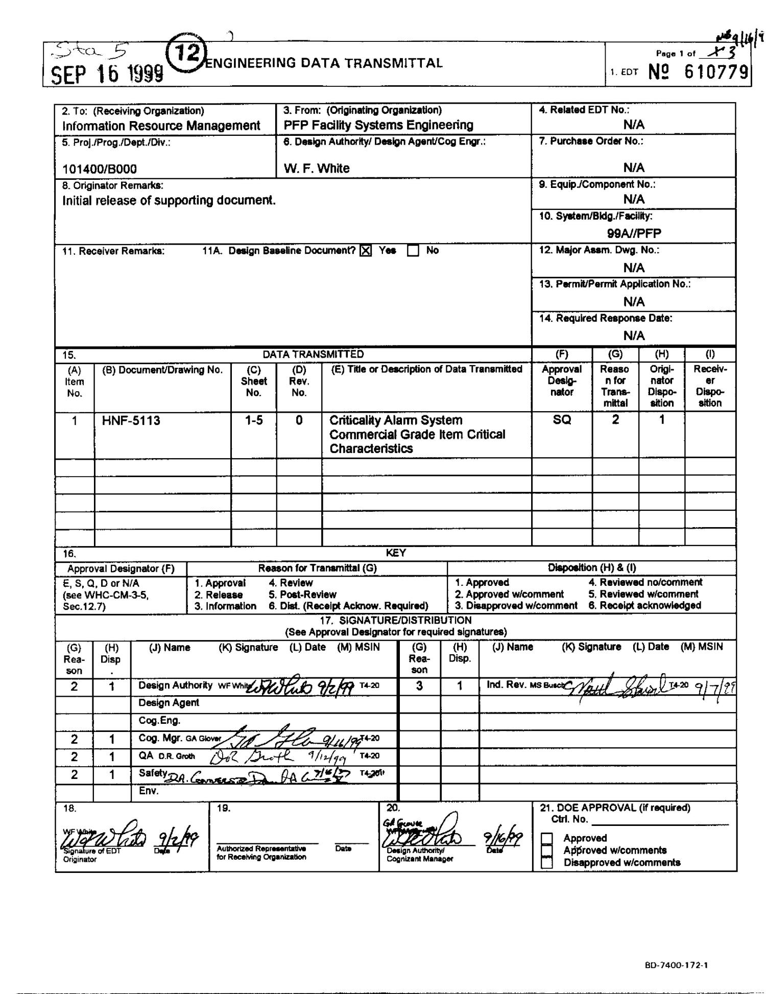 Plutonium Finishing Plant (PFP) Criticality Alarm System Commercial