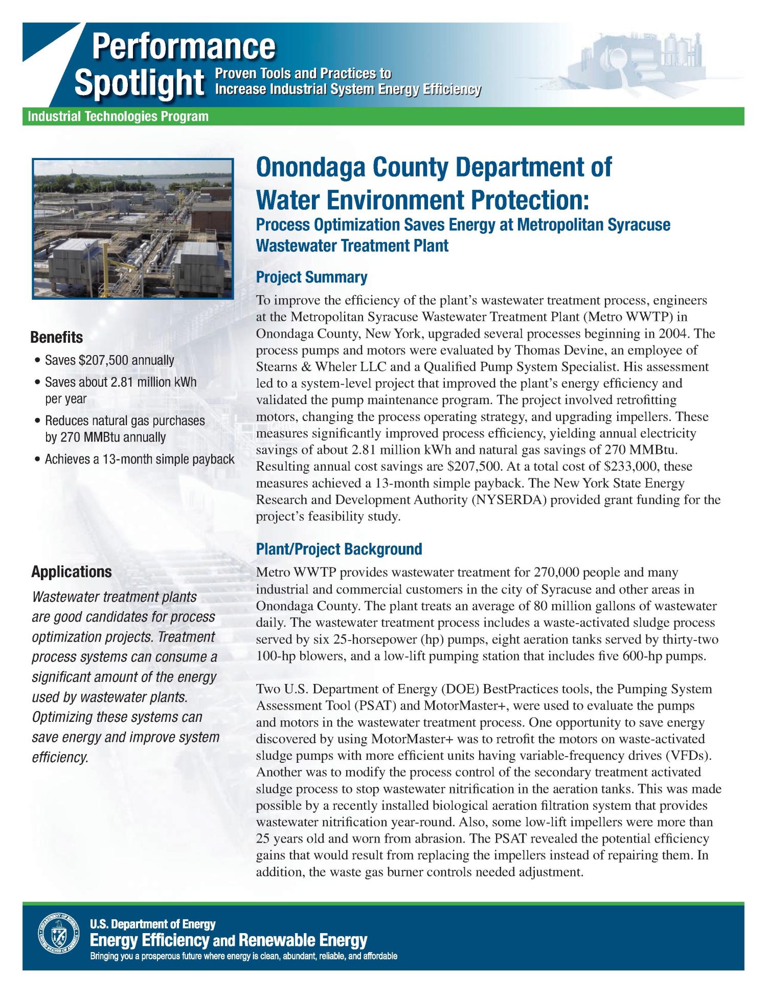 Onondaga County Department of Water Environment Protection Process