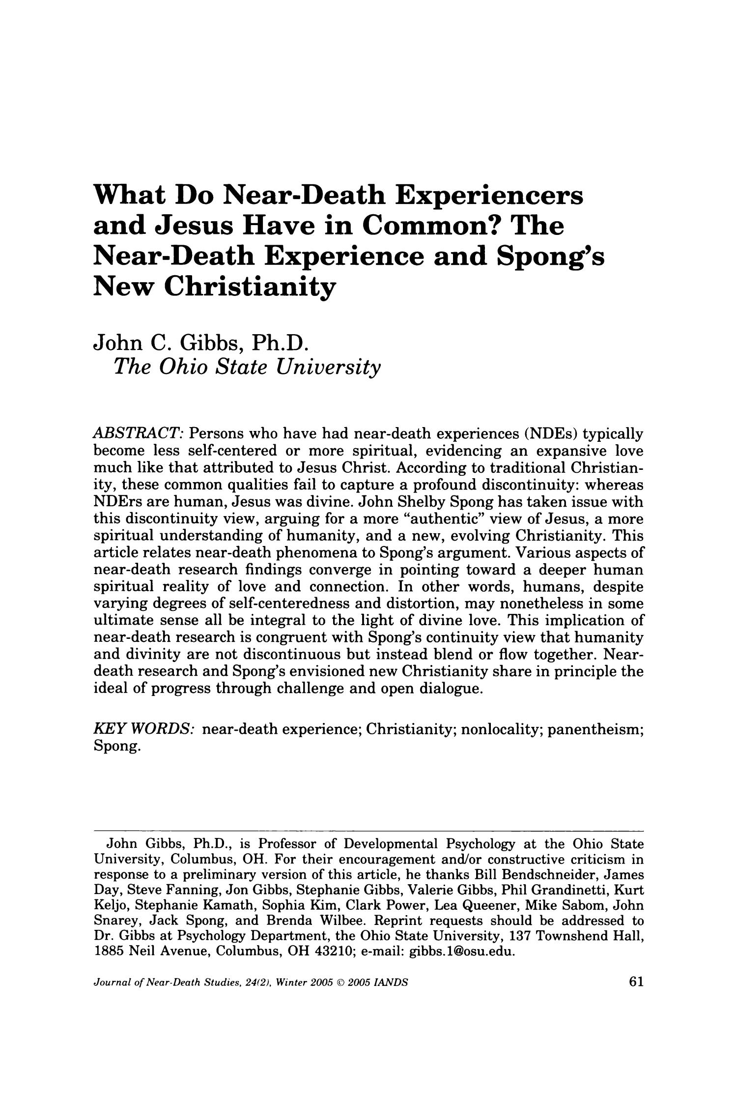 What Do NearDeath Experiencers and Jesus Have in Common? The Near