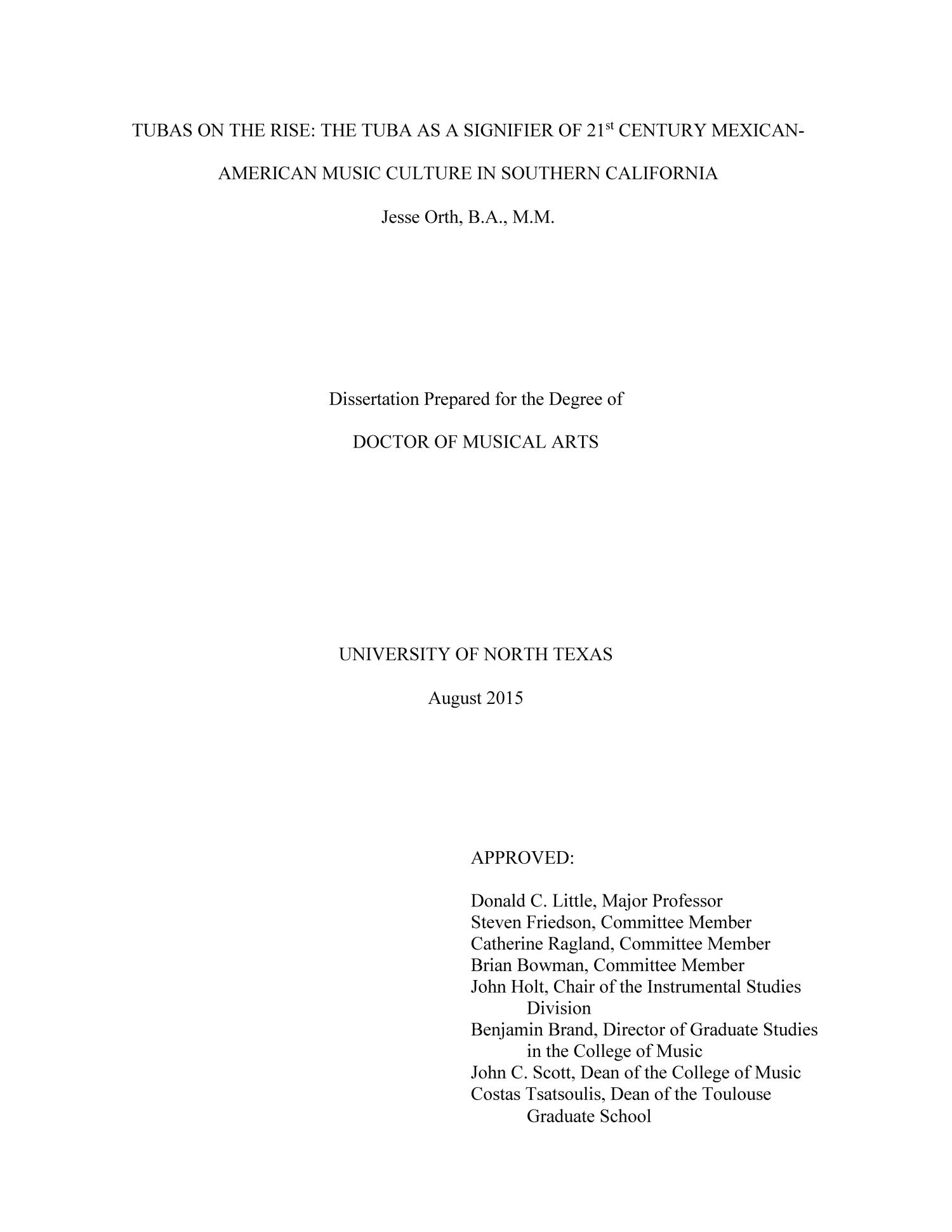 Tubas on the Rise the Tuba As a Signifier of 21st Century Mexican