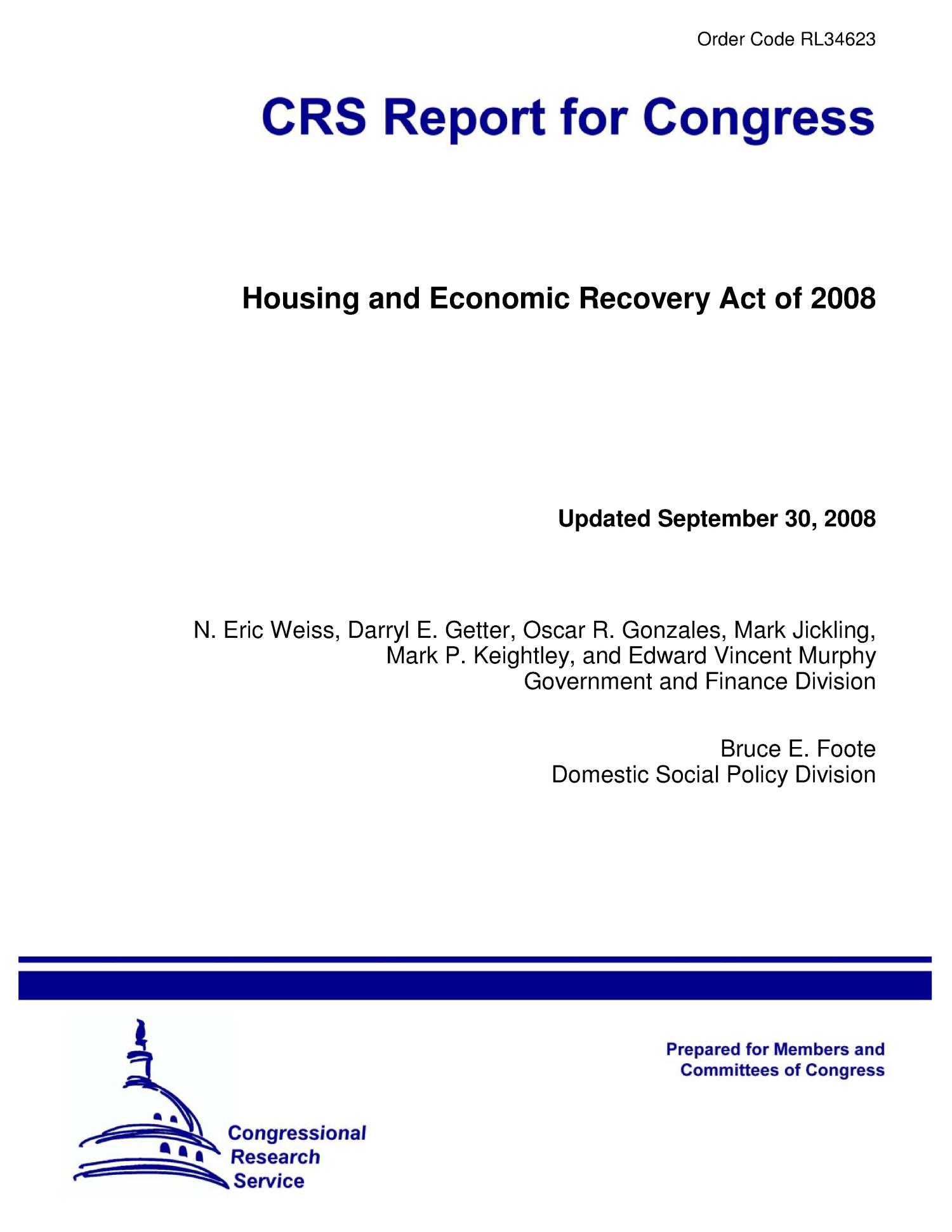 Housing and Economic Recovery Act of 2008 UNT Digital Library