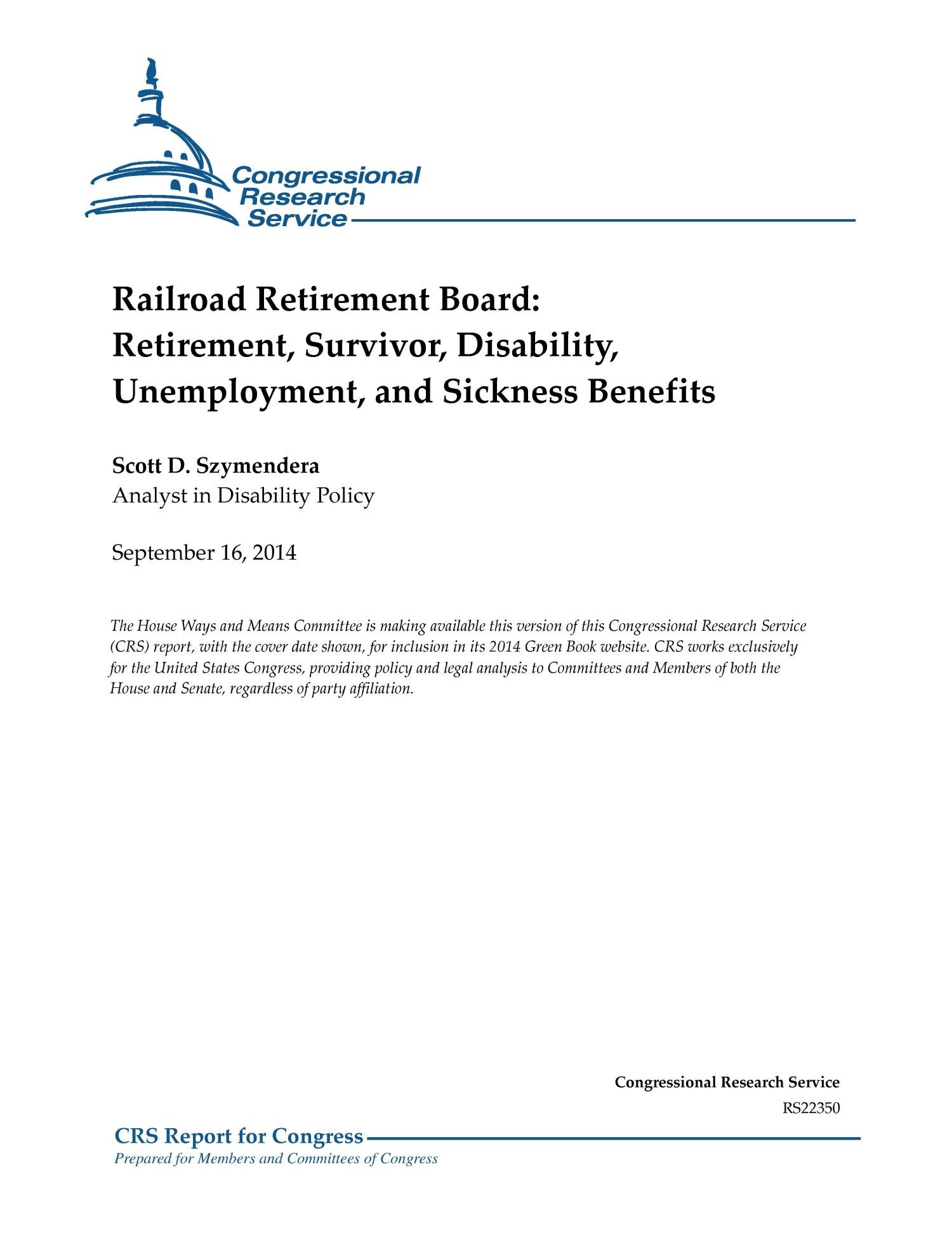 Railroad Retirement Board Retirement, Survivor, Disability