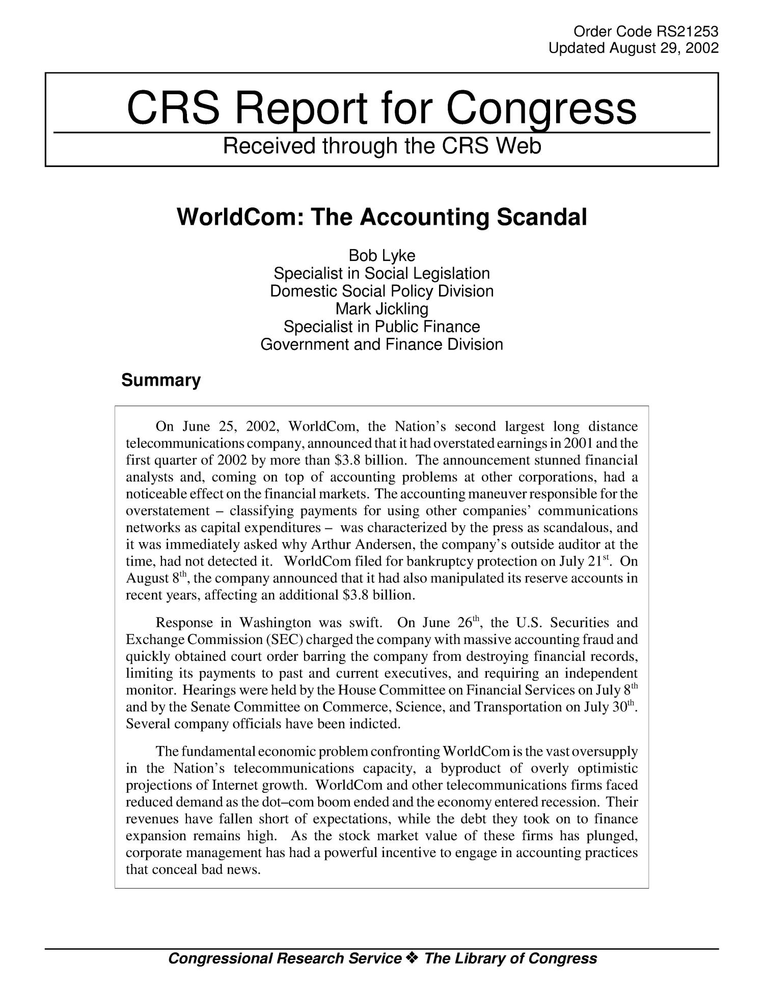 The Accounting Scandal Page 1 of 6 UNT Digital Library