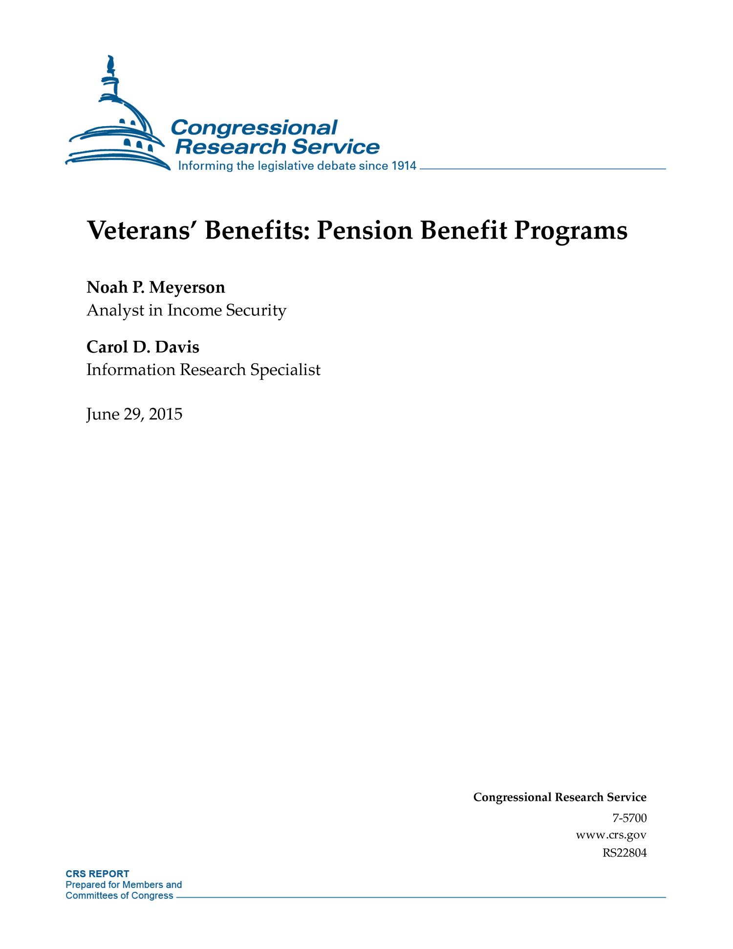 Veterans’ Benefits Pension Benefit Programs Page 1 of 11 UNT