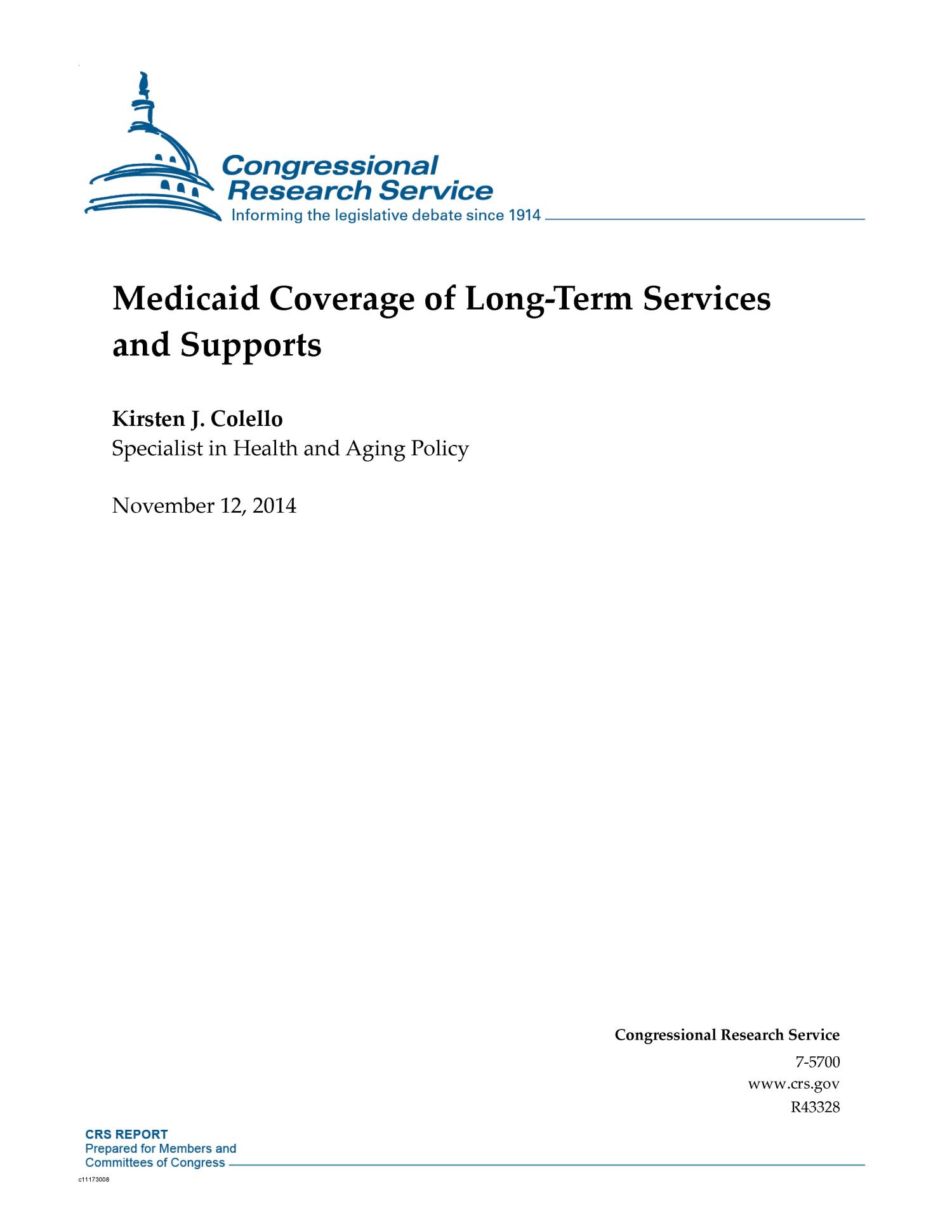Medicaid Coverage of LongTerm Services and Supports UNT Digital Library