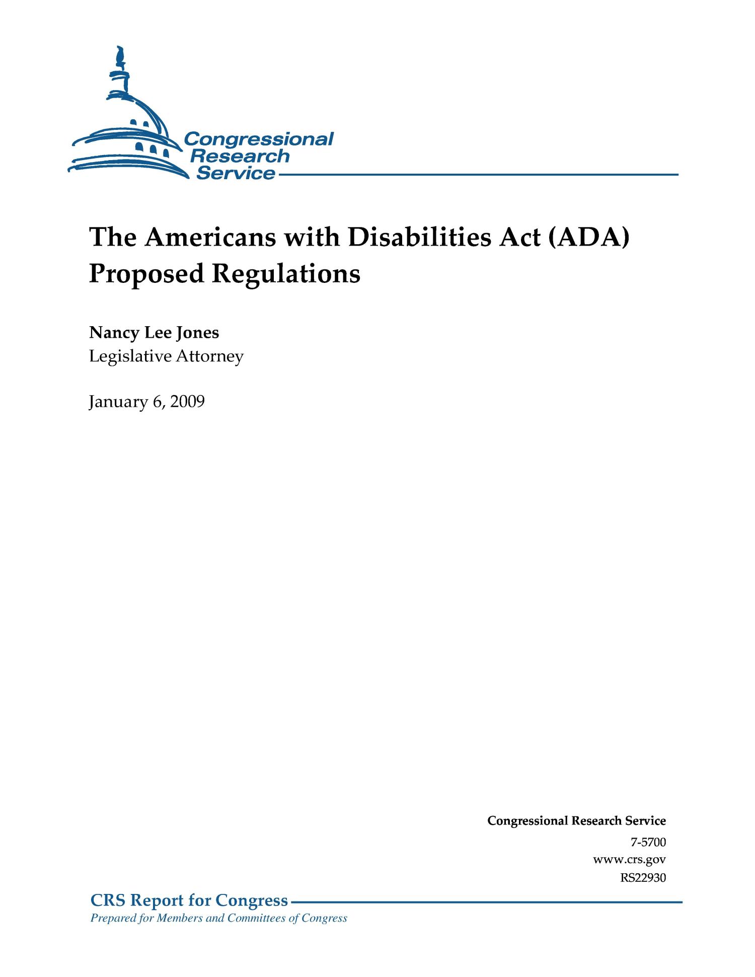 The Americans with Disabilities Act (ADA) Proposed Regulations UNT Digital Library