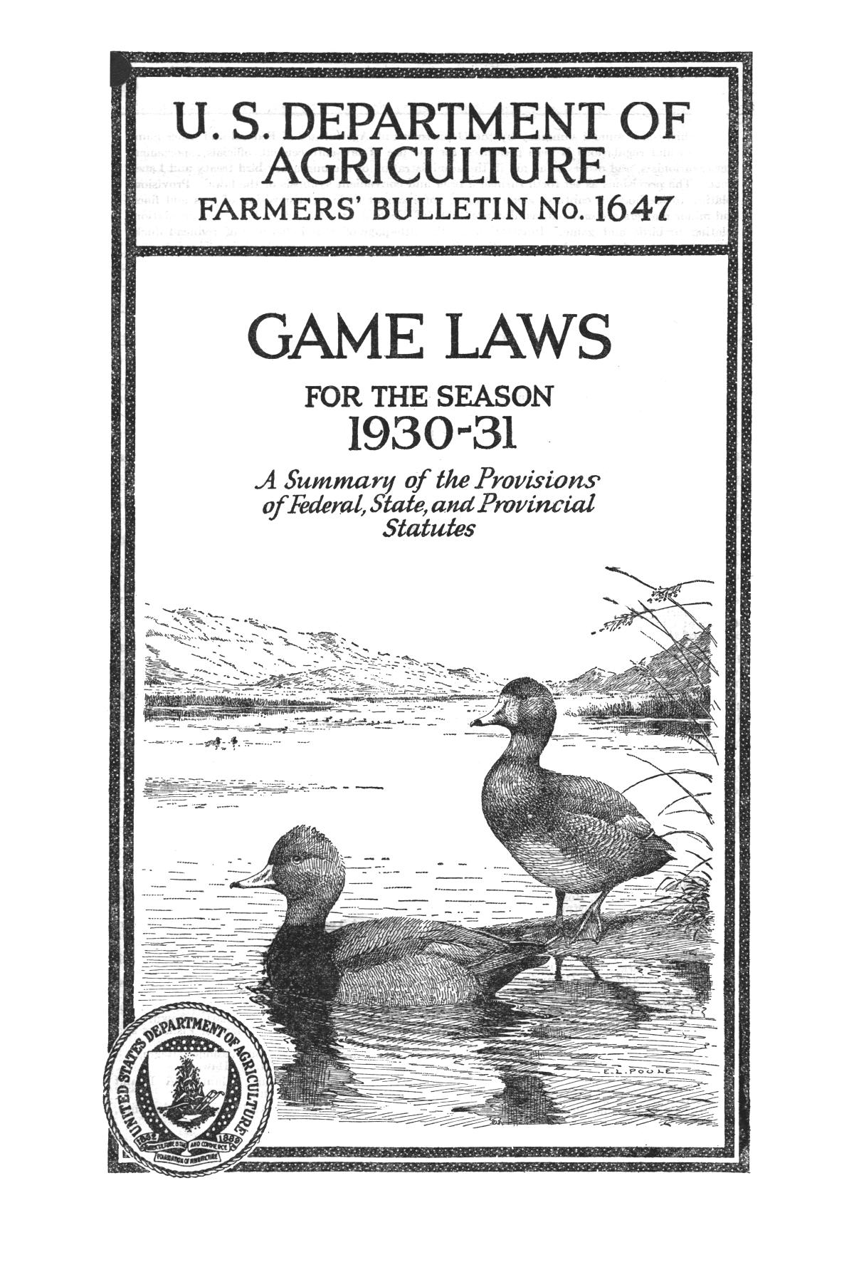 Game laws for the season 193031 a summary of federal, state, and