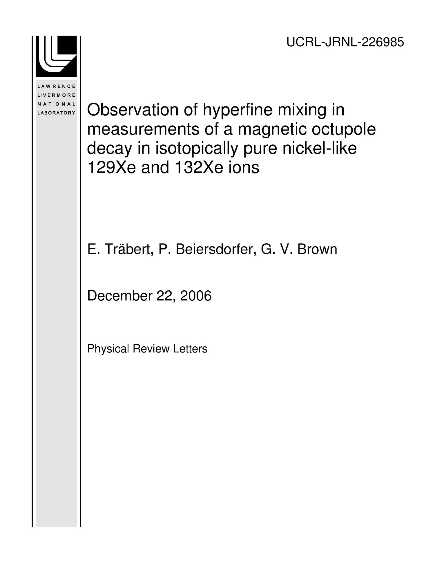 Observation of hyperfine mixing in measurements of a octupole