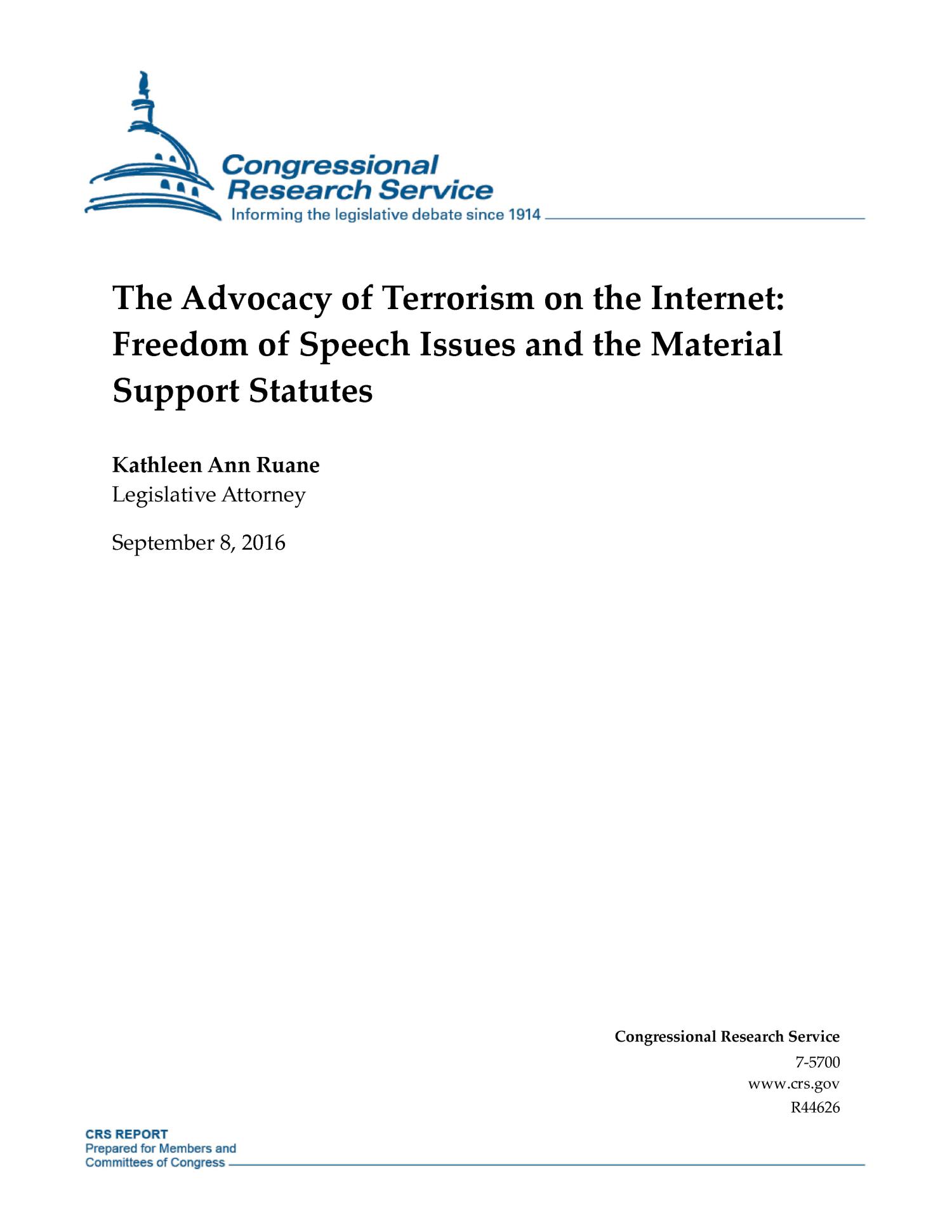 The Advocacy of Terrorism on the Freedom of Speech Issues and
