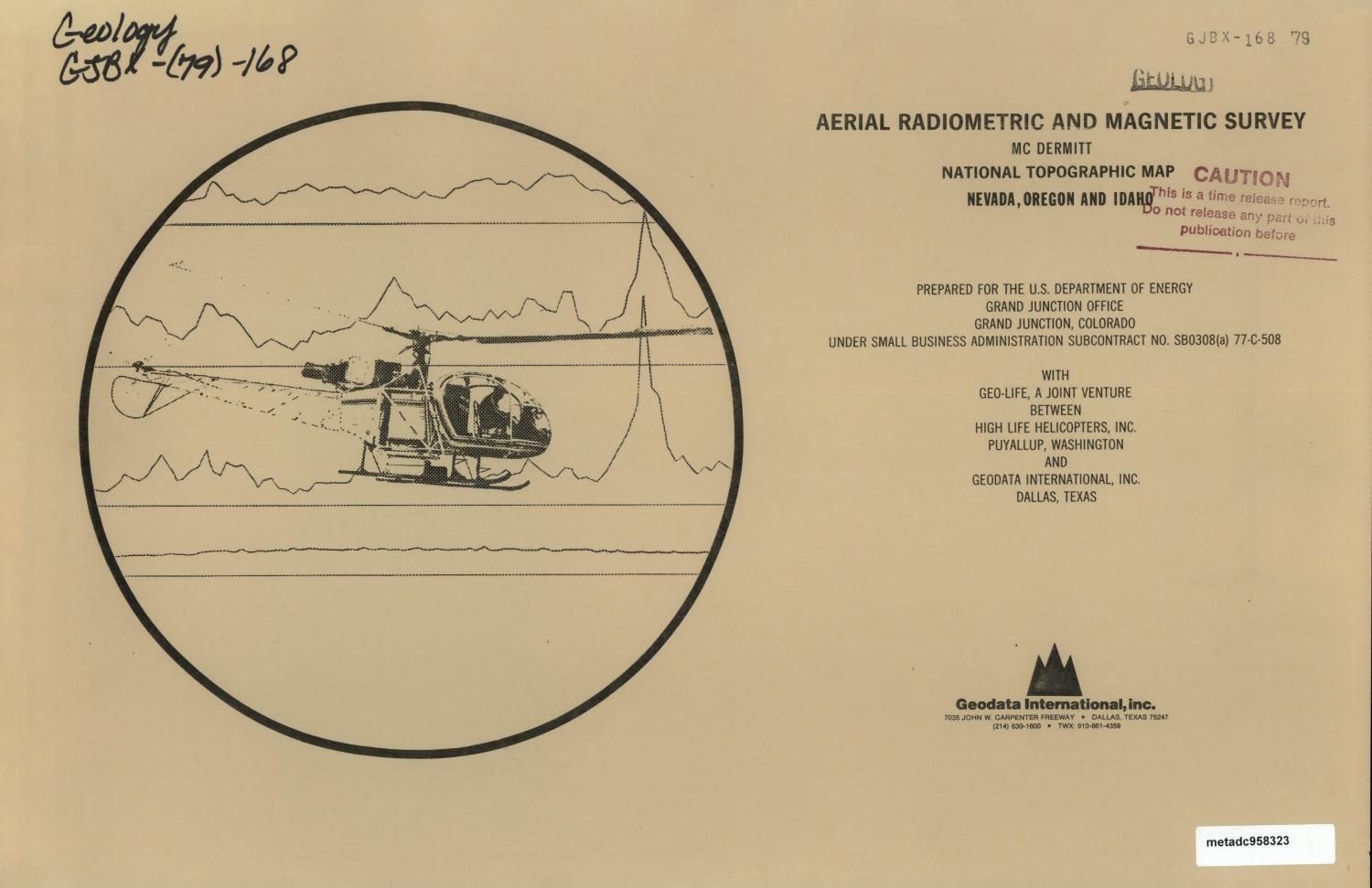 Aerial Radiometric and Survey McDermitt National Topographic